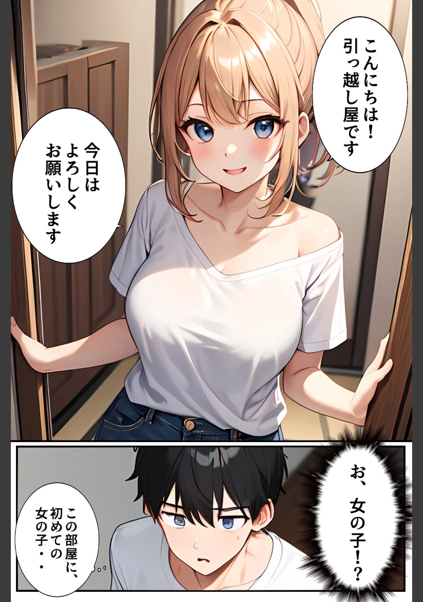 「引っ越し屋を呼んだらアイドル志望の巨乳バイトちゃんがピンで来てビンビン」（ちゃんねこ） 試し読み 3ページ目