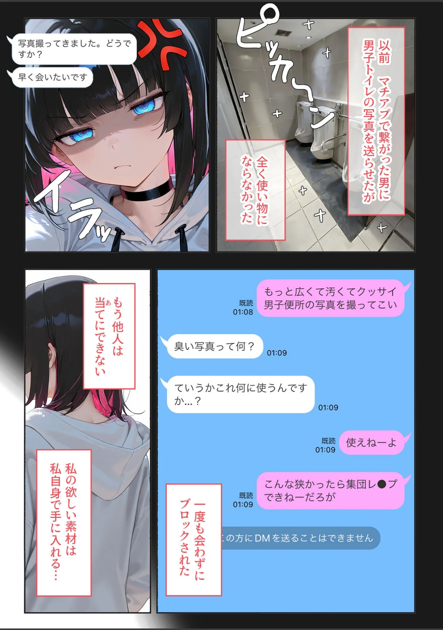 「エロ漫画家の過激でキケンな突撃取材 〜お前が便所になるんだよ！〜 モザイク版」（愛・筋肉博） 試し読み 4ページ目