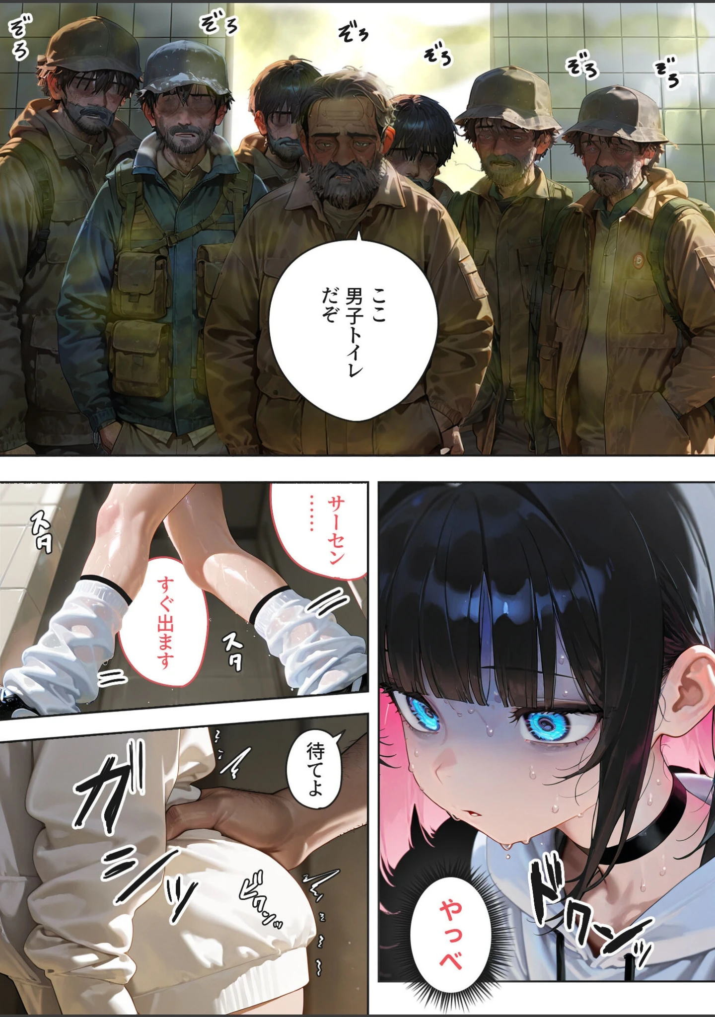 「エロ漫画家の過激でキケンな突撃取材 〜お前が便所になるんだよ！〜 モザイク版」（愛・筋肉博） 試し読み 7ページ目