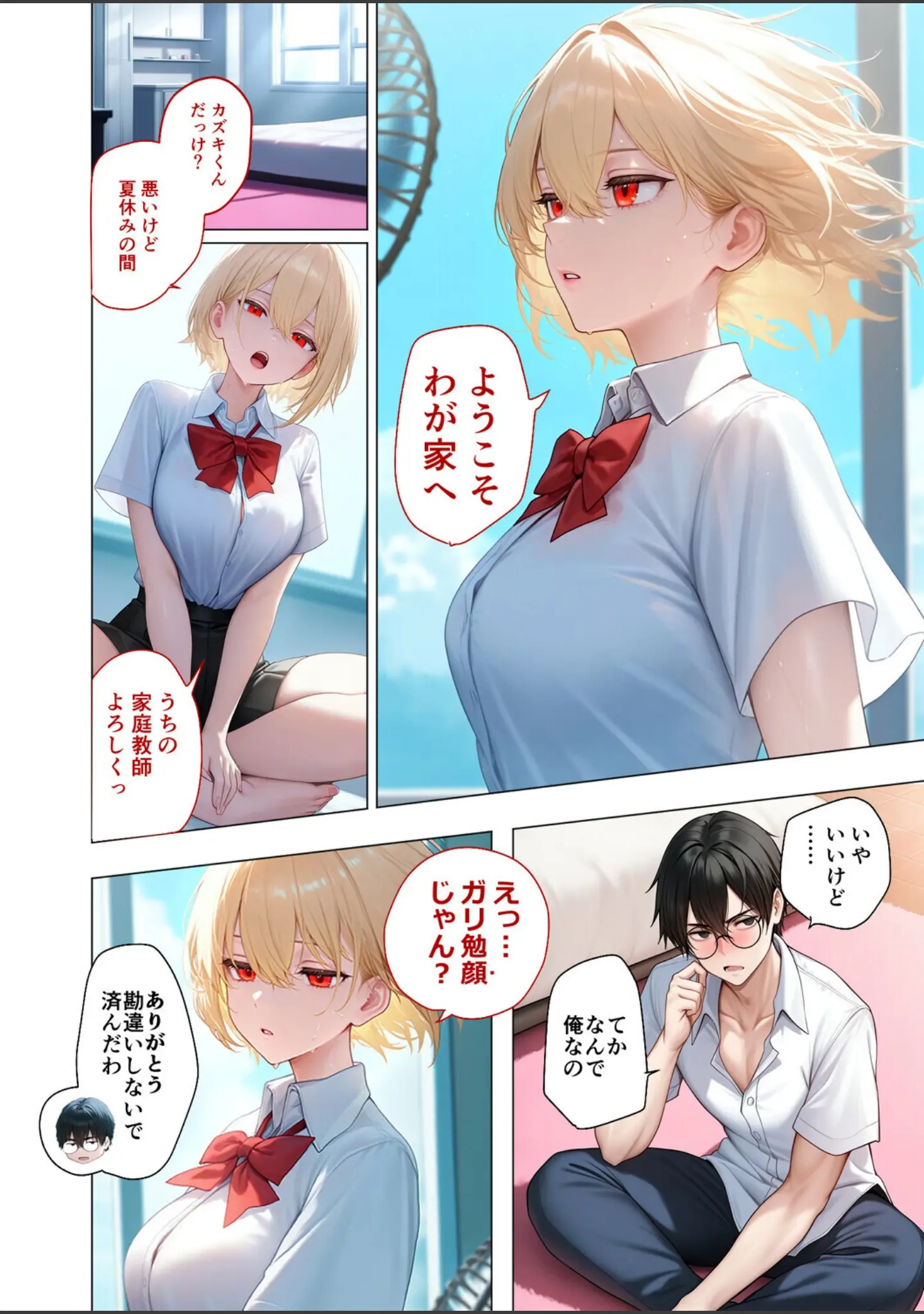 「【合冊版】真夏のビッチな姉妹ハーレム 〜オ○ニー中毒ギャル達の家庭教師になった俺〜 モザイク版」（ラビットフット） 試し読み 9ページ目