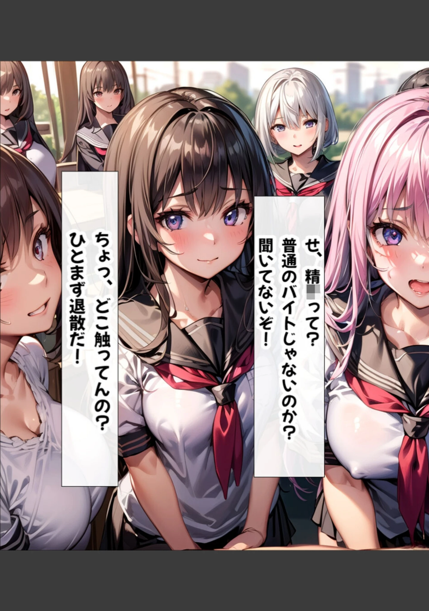 「ハーレム女学園〜ハメてもハメても終わらない●●●●だらけのハーレム学園生活〜【1ぺージ1コマのマンガ風完全ストーリー】 モザイク版」（変態マジシャン） 試し読み 11ページ目