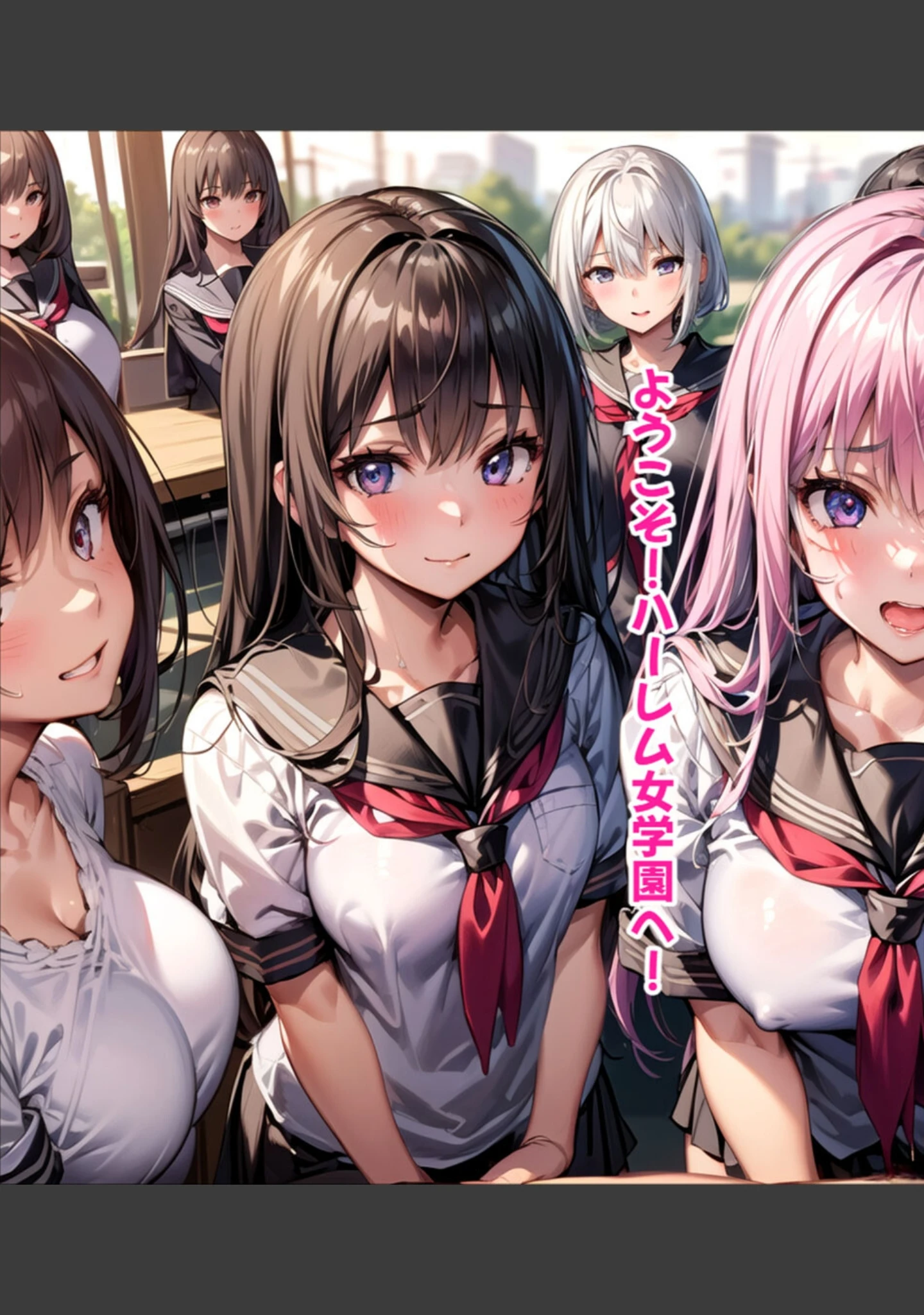 「ハーレム女学園〜ハメてもハメても終わらない●●●●だらけのハーレム学園生活〜【1ぺージ1コマのマンガ風完全ストーリー】 モザイク版」（変態マジシャン） 試し読み 7ページ目