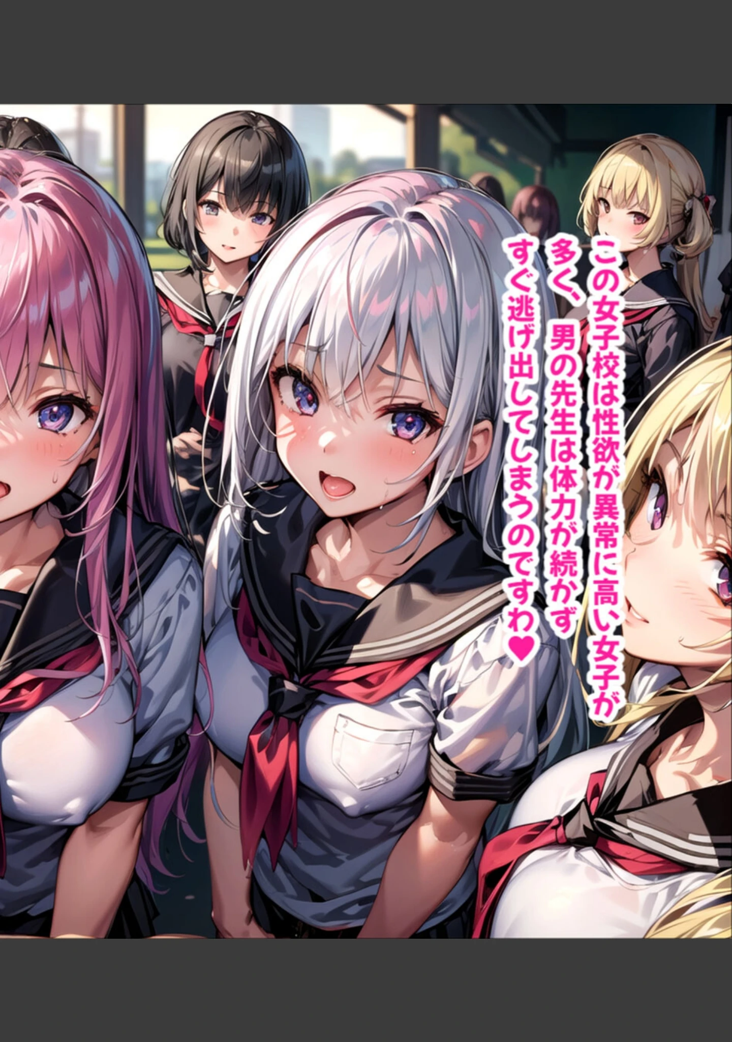 「ハーレム女学園〜ハメてもハメても終わらない●●●●だらけのハーレム学園生活〜【1ぺージ1コマのマンガ風完全ストーリー】 モザイク版」（変態マジシャン） 試し読み 8ページ目