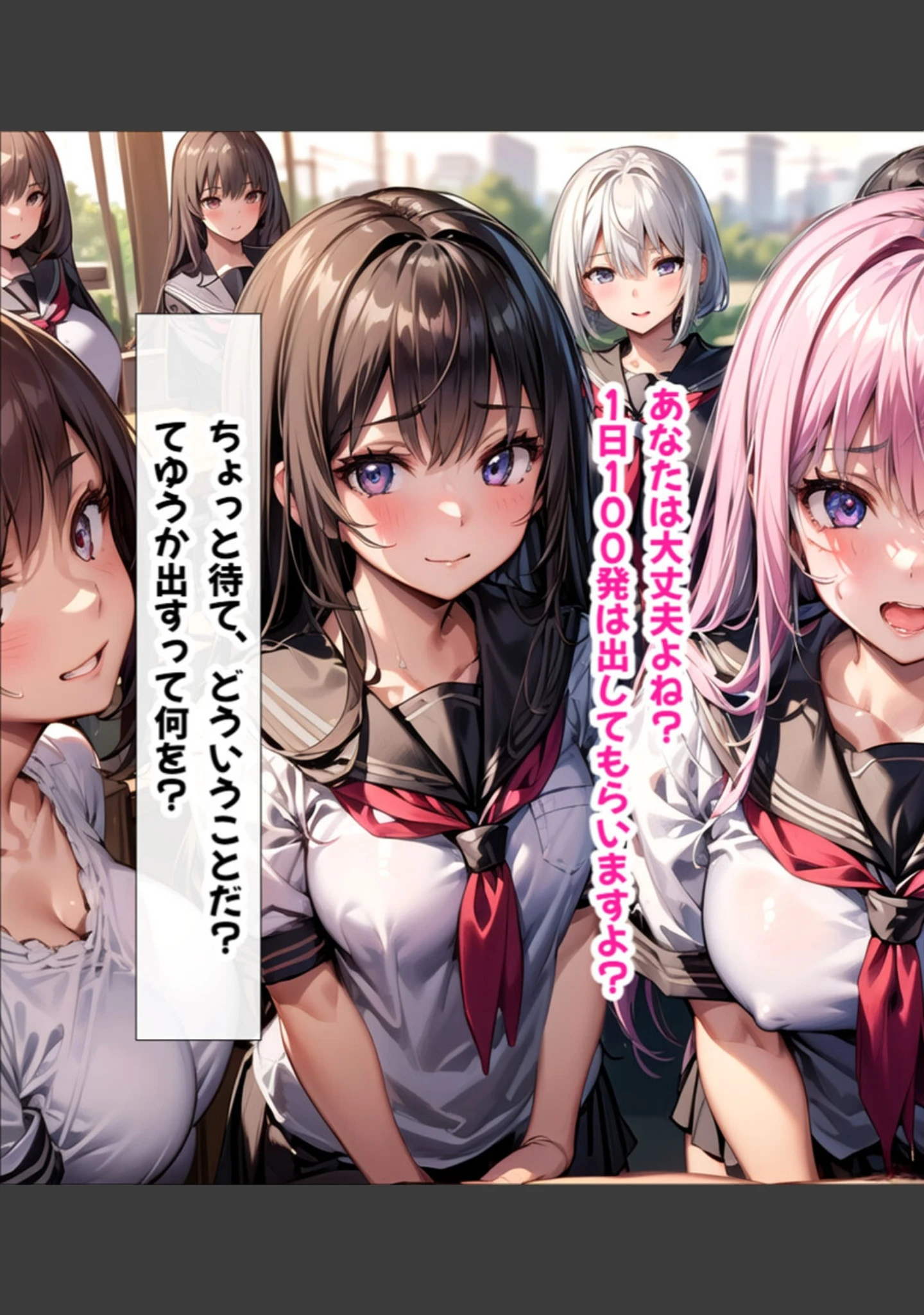 「ハーレム女学園〜ハメてもハメても終わらない●●●●だらけのハーレム学園生活〜【1ぺージ1コマのマンガ風完全ストーリー】 モザイク版」（変態マジシャン） 試し読み 9ページ目