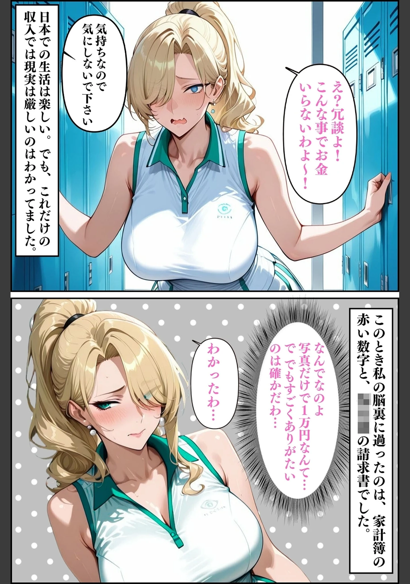 「人妻ですが雌でした〜イきたくないのに醜顔アクメ テニスコーチが醜態晒した日〜 モザイク版」（Uスタス） 試し読み 8ページ目