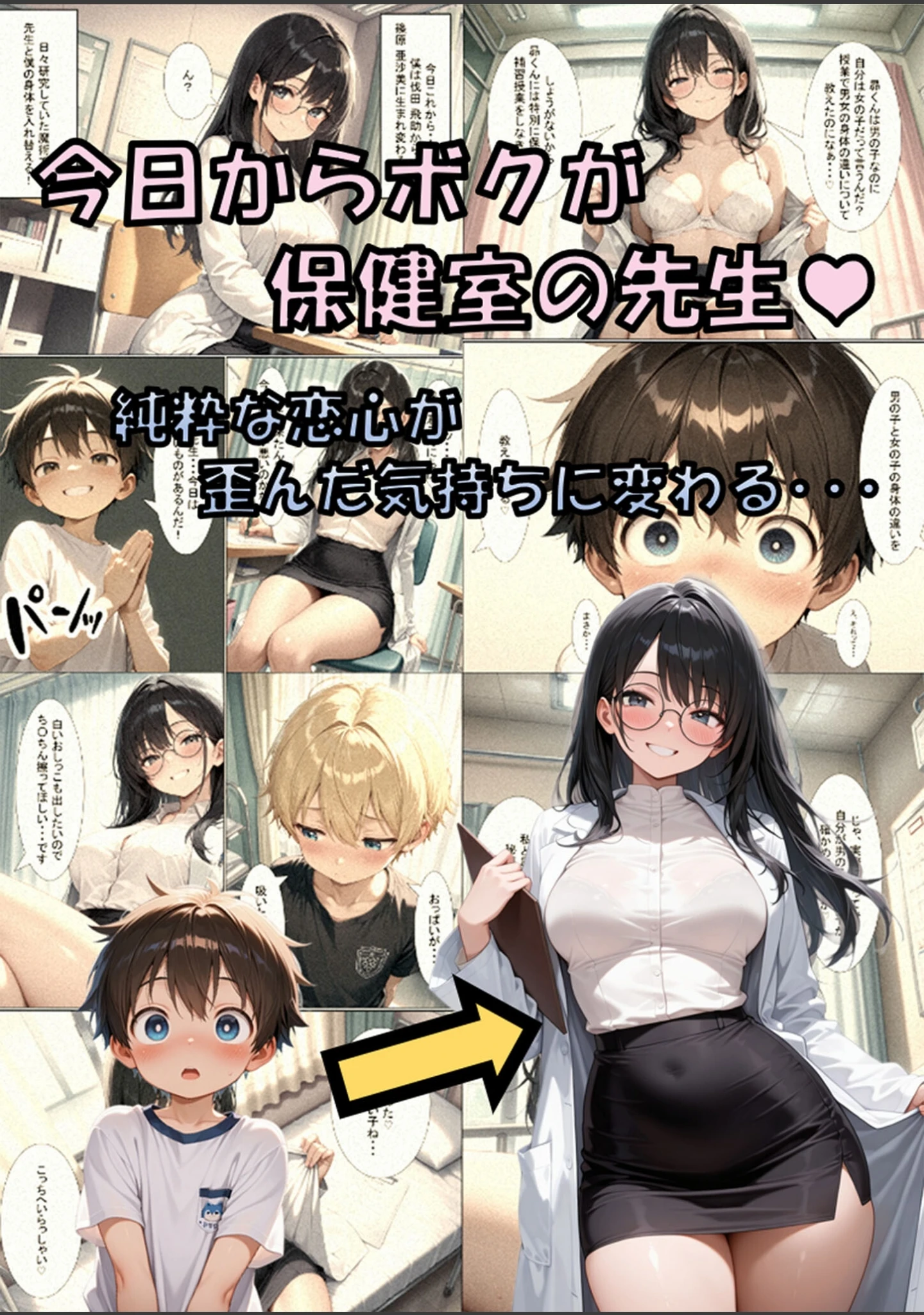「今日からボクが保健室の●●（ハート） 〜純粋な恋心が歪んだ気持ちに変わる…〜 モザイク版」（性転の空） 試し読み 2ページ目