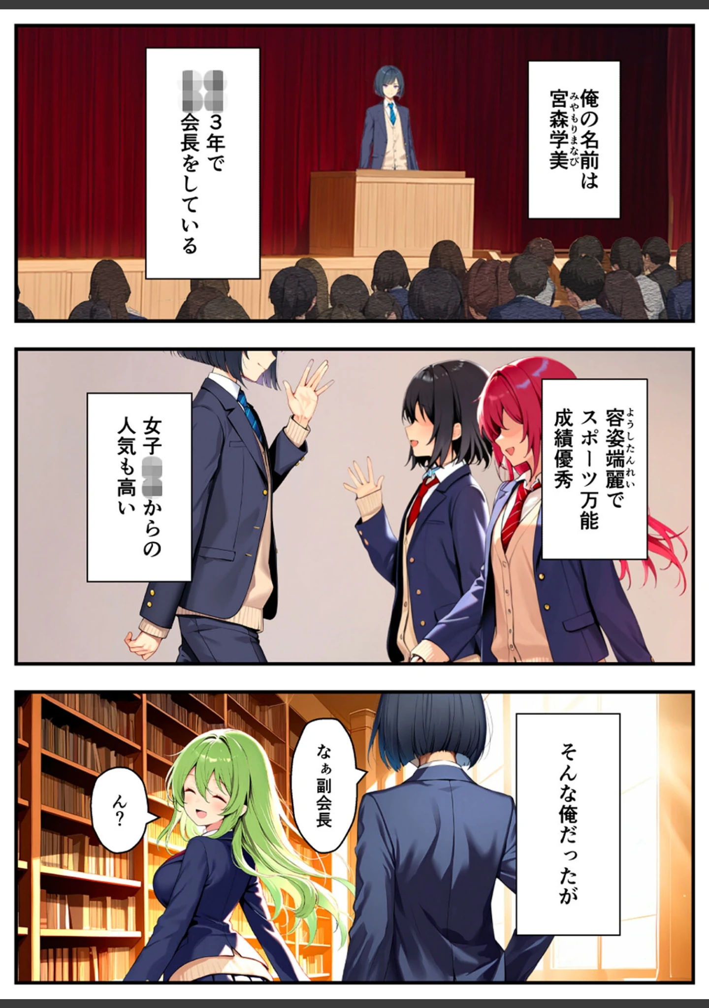 「好きな子にフラれて女体化させられた生徒会長がマチアプで出会った同級生にメス堕ちする話 モザイク版」（悪魔ほろほろ） 試し読み 4ページ目