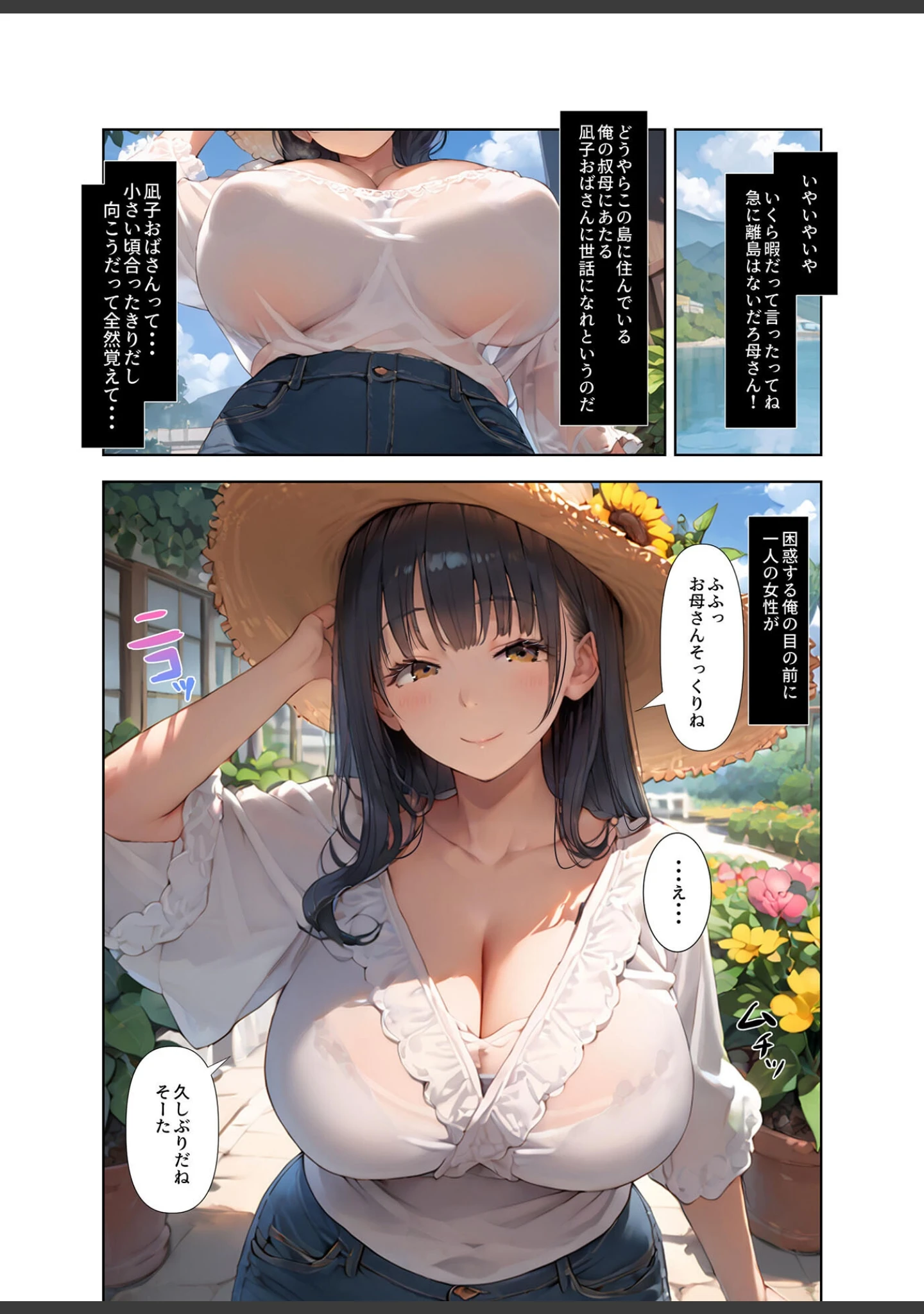 「巨乳デカ尻叔母さんとケダモノのようにハメた夏 モザイク版」（にじのつえ） 試し読み 7ページ目