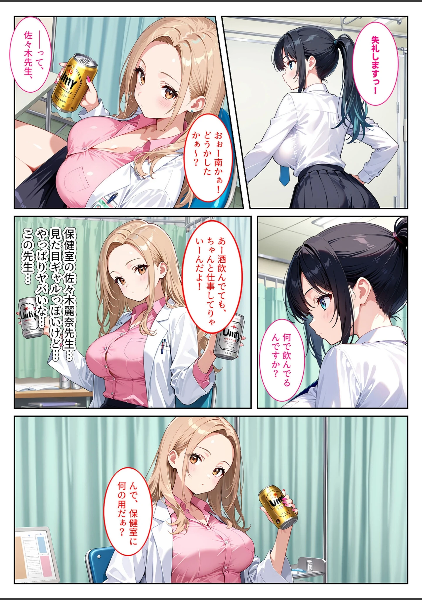 「快楽に目覚めた無垢な爆乳風紀委員長とドMなギャル保健医に射●管理されています！ モザイク版」（StudioSR） 試し読み 9ページ目