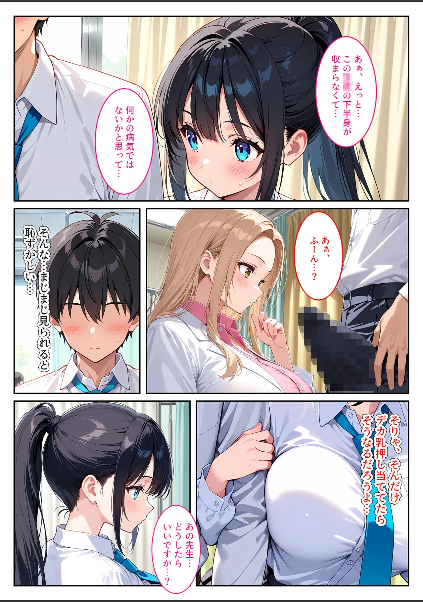 「快楽に目覚めた無垢な爆乳風紀委員長とドMなギャル保健医に射●管理されています！ モザイク版」（StudioSR） 試し読み 10ページ目