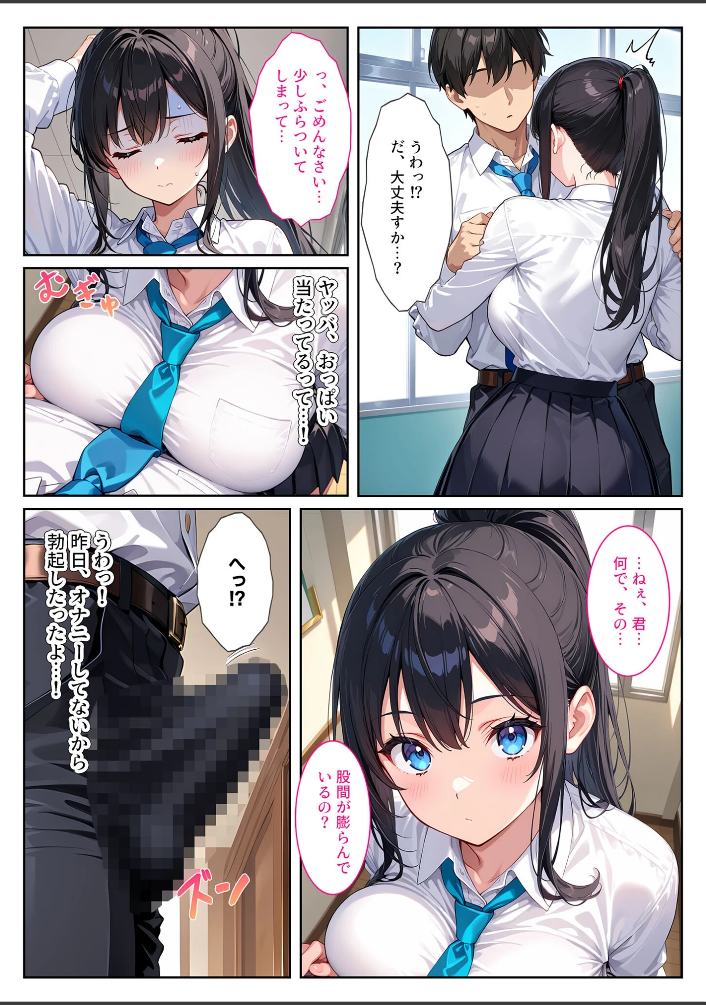 「快楽に目覚めた無垢な爆乳風紀委員長とドMなギャル保健医に射●管理されています！ モザイク版」（StudioSR） 試し読み 5ページ目