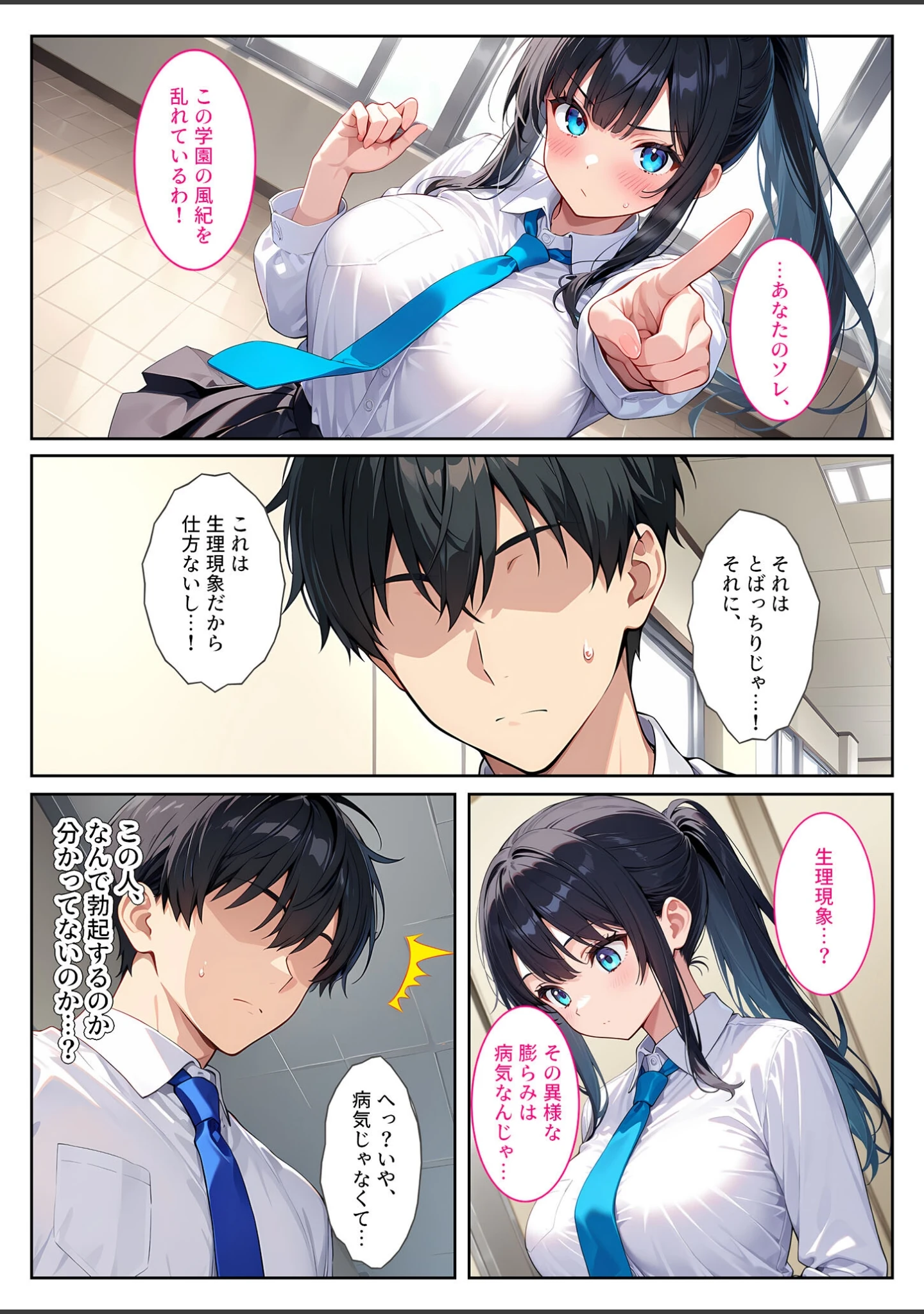 「快楽に目覚めた無垢な爆乳風紀委員長とドMなギャル保健医に射●管理されています！ モザイク版」（StudioSR） 試し読み 7ページ目
