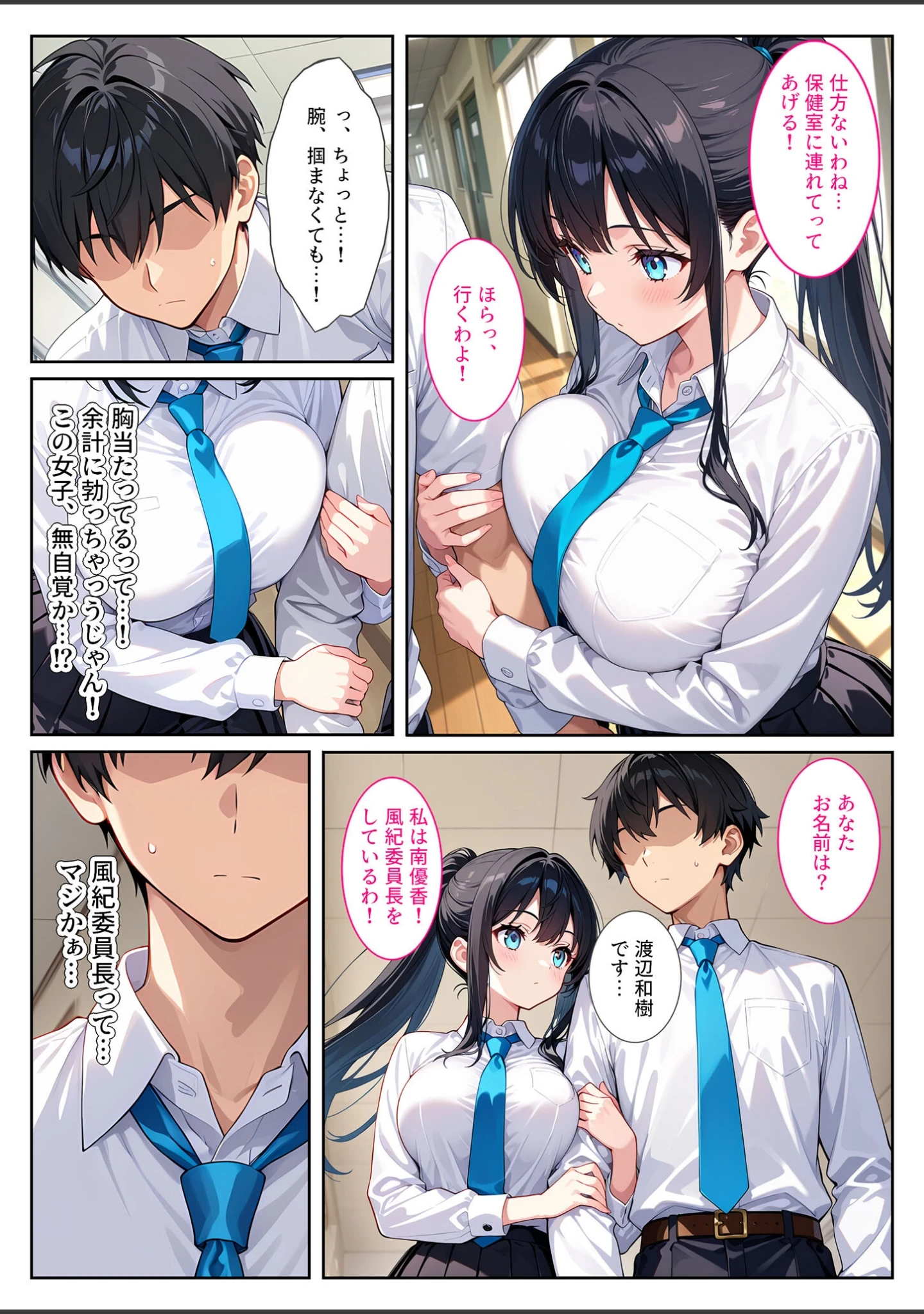 「快楽に目覚めた無垢な爆乳風紀委員長とドMなギャル保健医に射●管理されています！ モザイク版」（StudioSR） 試し読み 8ページ目
