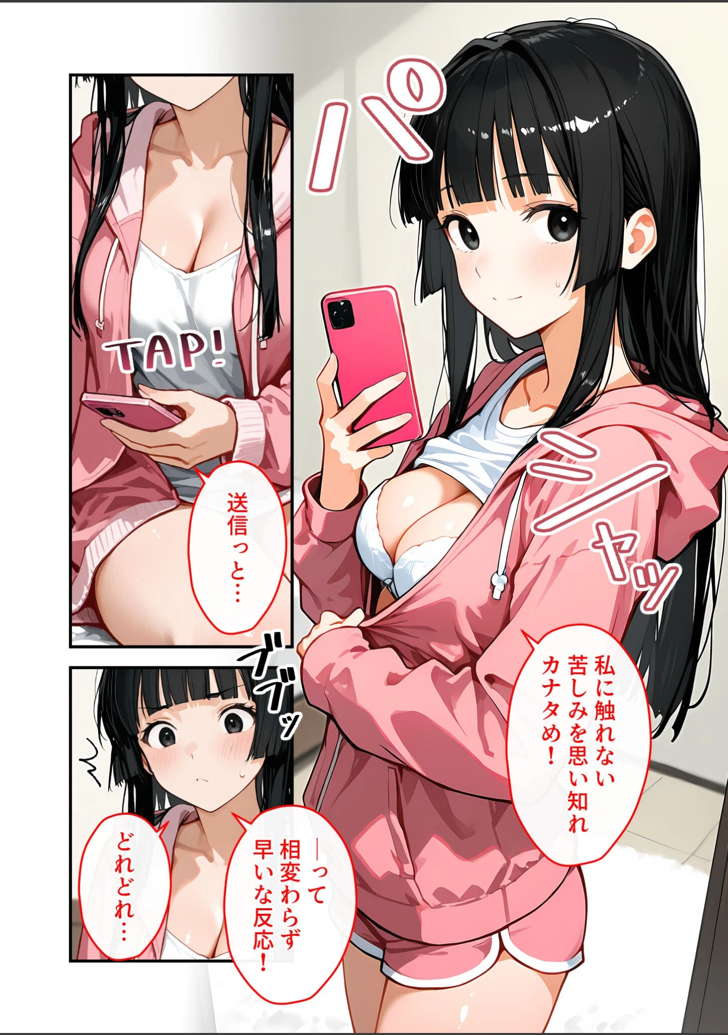 「出張中は彼女のおっぱいが送られてきます。 〜会えない寂しさを癒してくれる、シャイな彼女のエロ自撮り〜」（ぽてしめじ） 試し読み 8ページ目