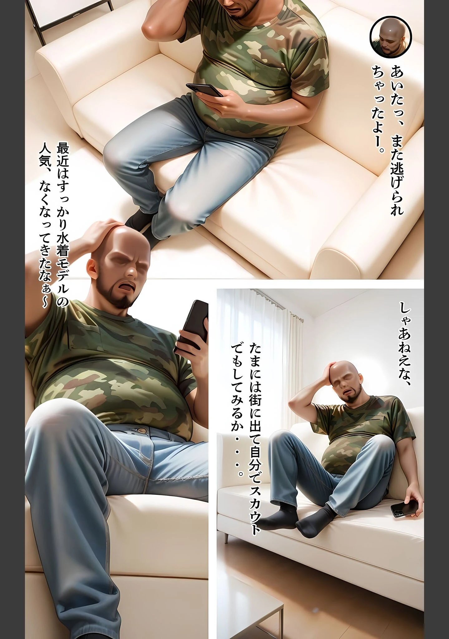 「水着撮影会のはずが、いつのまにかおぢさんち〇ぽに沼る話 モザイク版」（メコ神） 試し読み 4ページ目
