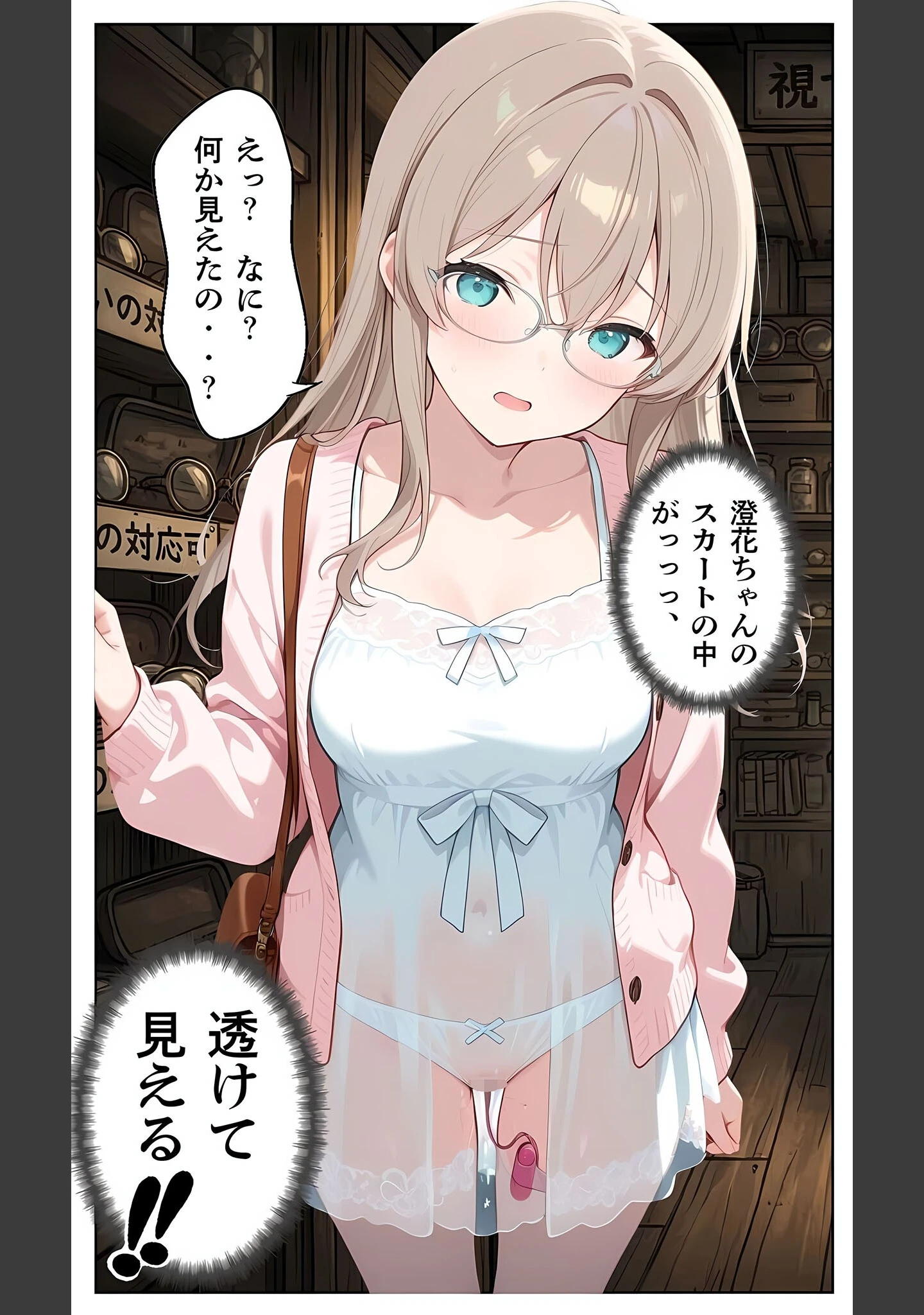 「【覗き眼鏡本舗】〜純情清楚系美女の仮面を剥がして生マ●コ眺めながら足コキしてもらって中●しセックスしまくる話〜 モザイク版」（メコ神） 試し読み 13ページ目