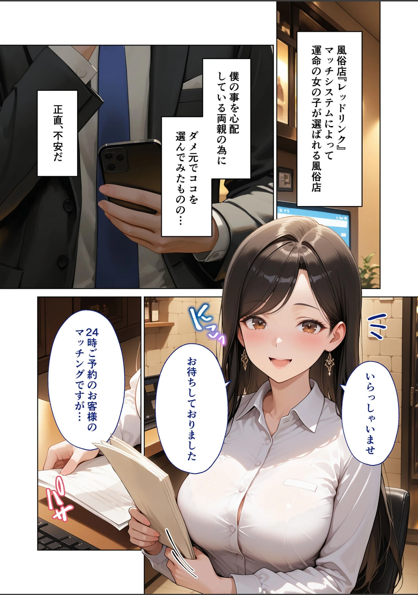 「マッチング型純愛風俗店「レッドリンク」 モザイク版」（丼栗） 試し読み 3ページ目
