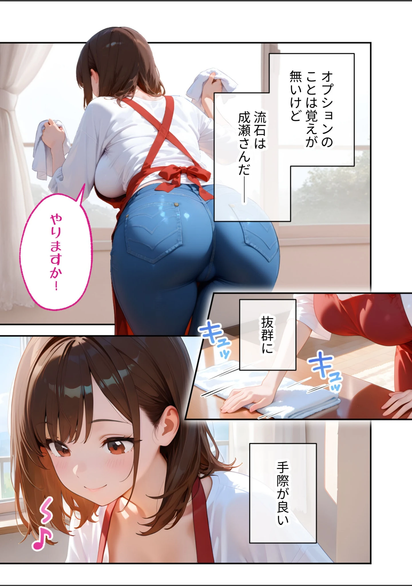 「家性婦の成瀬さんは竿のお掃除までしてくれる モザイク版」（我々ぺこり） 試し読み 12ページ目