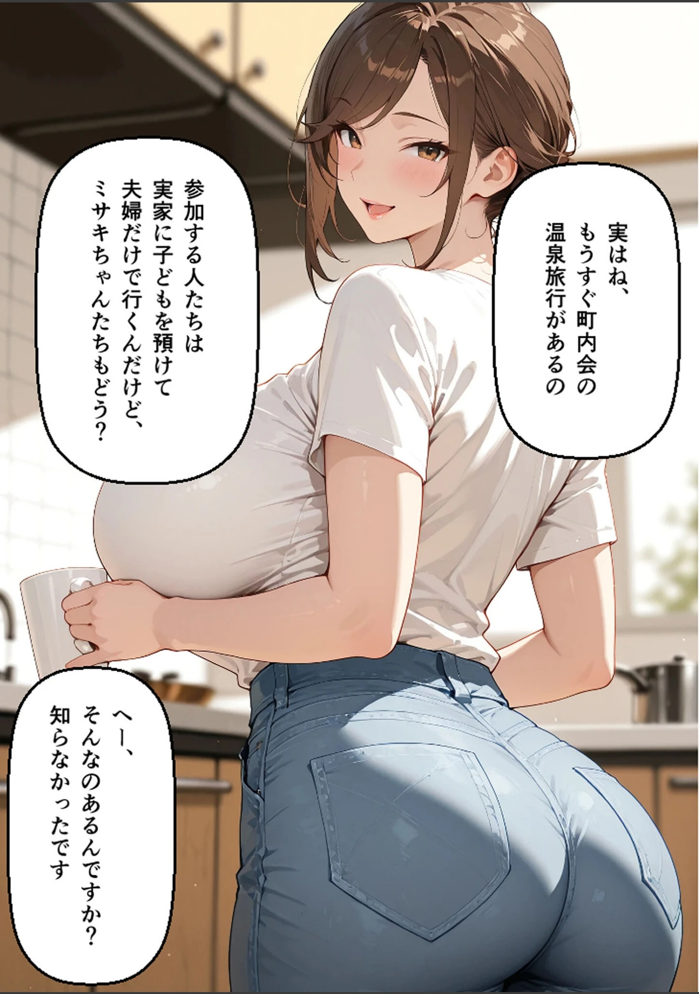 「新婚の地味巨乳妻が町内会の温泉旅行で開かれた巨乳奥さん限定乳相撲大会に参加した話 モザイク版」（ゆんゆん） 試し読み 10ページ目