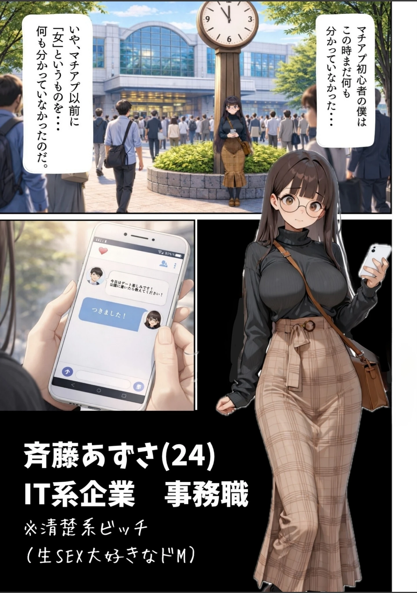 「マチアプで紳士ムーブからの健全解放した清楚巨乳（24）がなぜか今ヤリチン上司の部屋にいるらしい【モザイク版】」（ルミナ） 試し読み 2ページ目