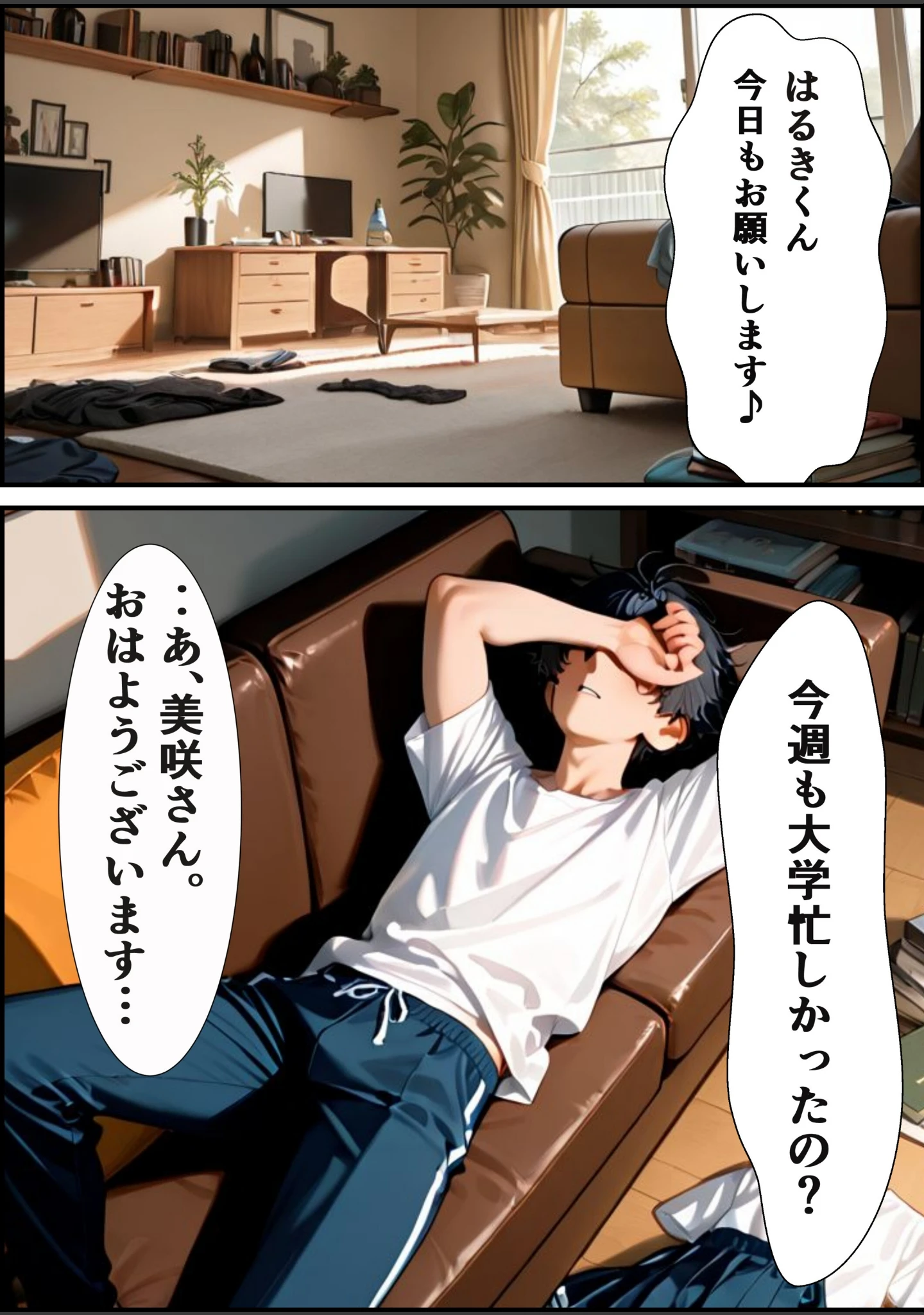 「家政婦の人妻〜旦那との通話中に背徳の不倫に溺れる【モザイク版】（単話）」（むちプリギャル舎） 試し読み 7ページ目