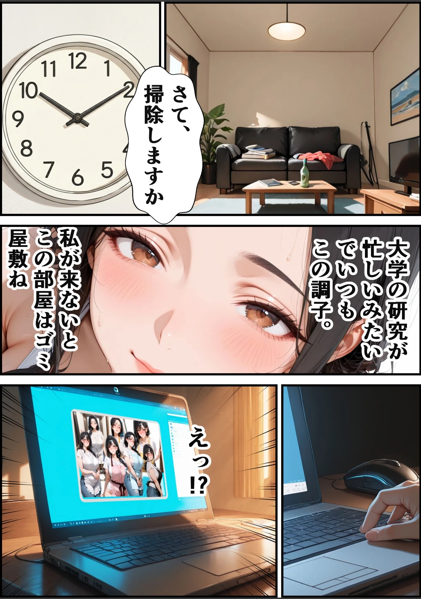 「家政婦の人妻〜旦那との通話中に背徳の不倫に溺れる【モザイク版】（単話）」（むちプリギャル舎） 試し読み 9ページ目