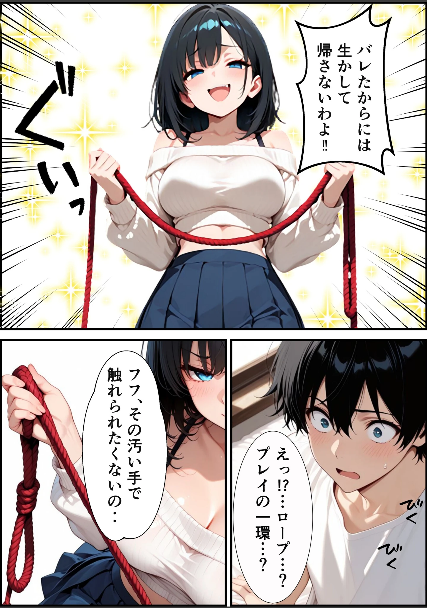 「潔癖デリヘル嬢〜縄で拘束された僕が生ハメしてメス堕ちさせる話【モザイク版】（単話）」（むちプリギャル舎） 試し読み 6ページ目