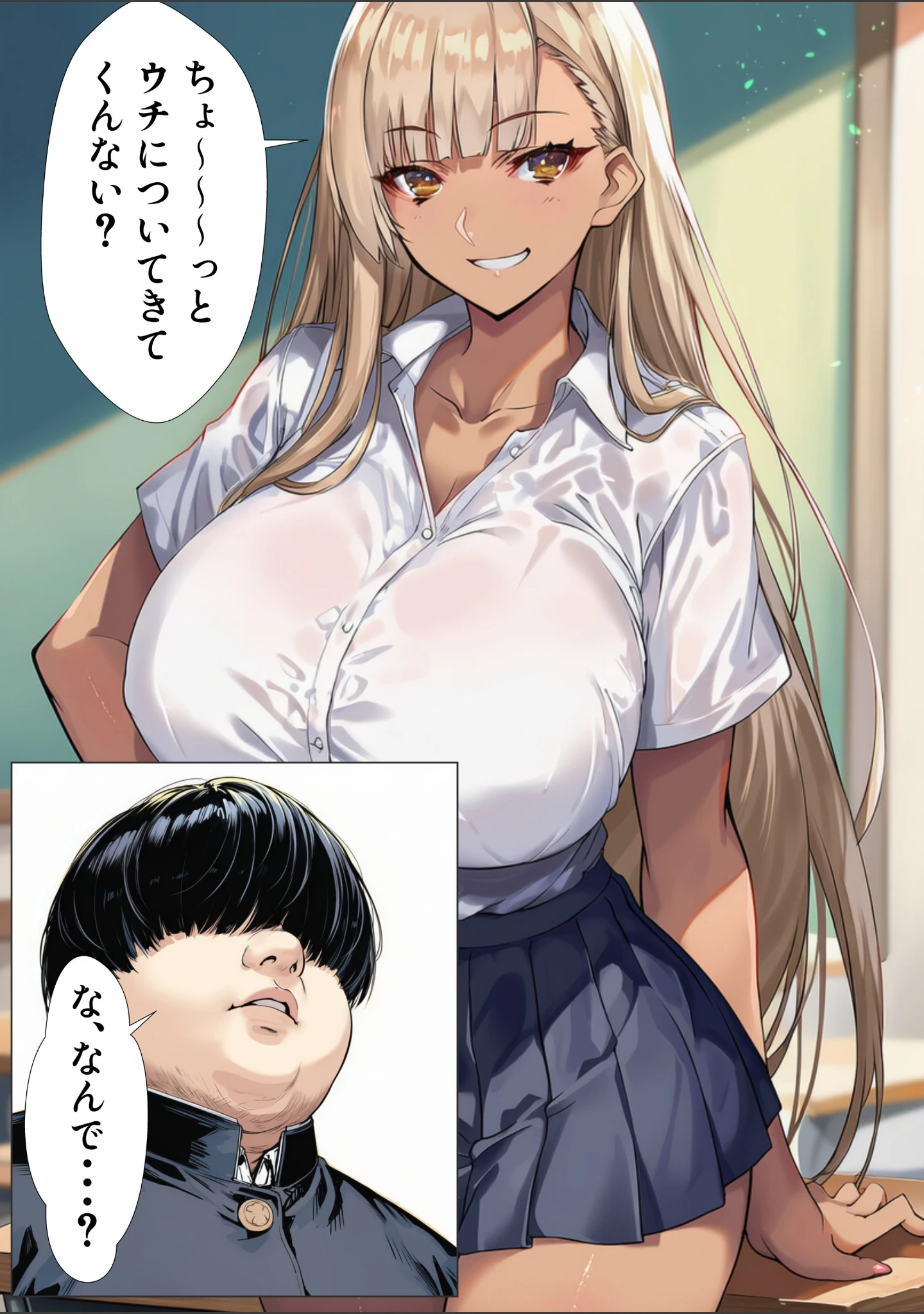 「黒ギャルJK 舐めてたオタクと立場逆転SEX【棒消し修正版】」（JKあんまん） 試し読み 7ページ目