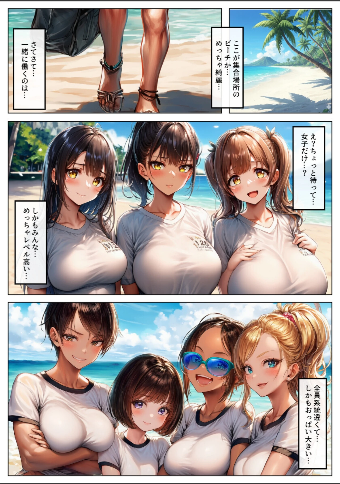 「真夏のビーチでリゾバSEX！ヤリマンばかりのヌーディストビーチで童貞卒業【モザイク版】」（黒糖サムライ） 試し読み 3ページ目