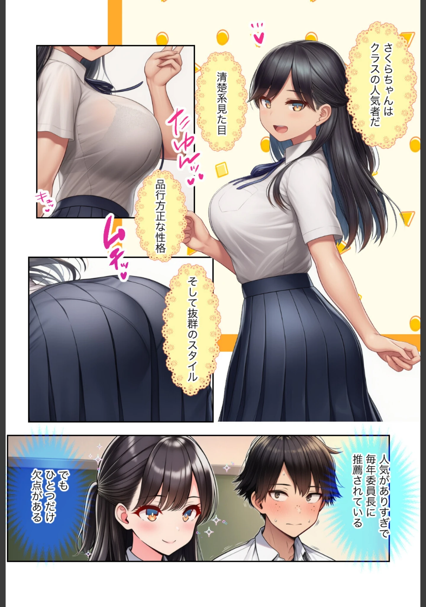 「清楚で頭が悪くてエロマンガ大好きな彼女【モザイク版】（単話）」（絵師たか） 試し読み 3ページ目