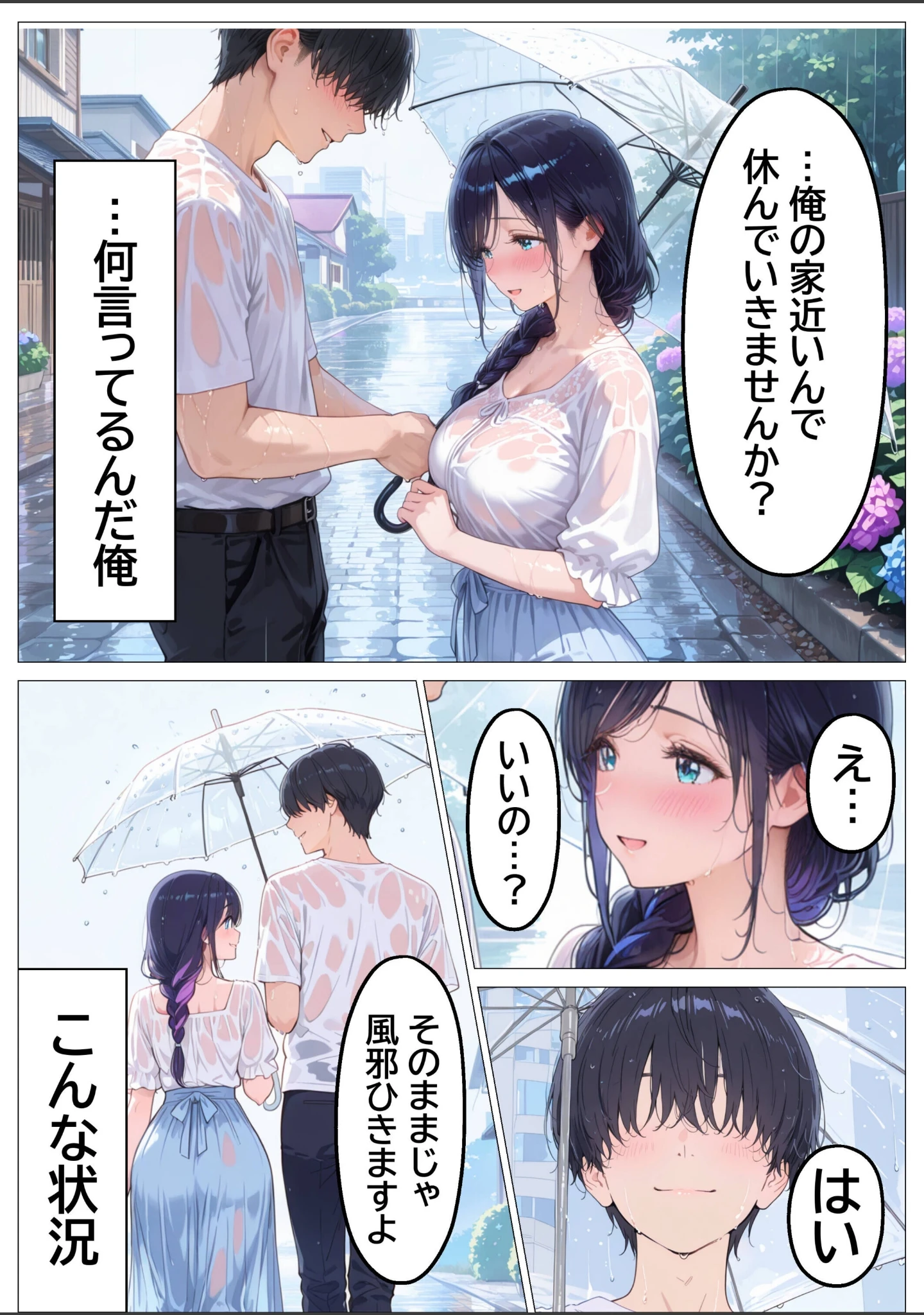 「雨でびしょ濡れのバ先人妻を連れ込んで生ハメした話【モザイク版】」（つきつき工房） 試し読み 12ページ目