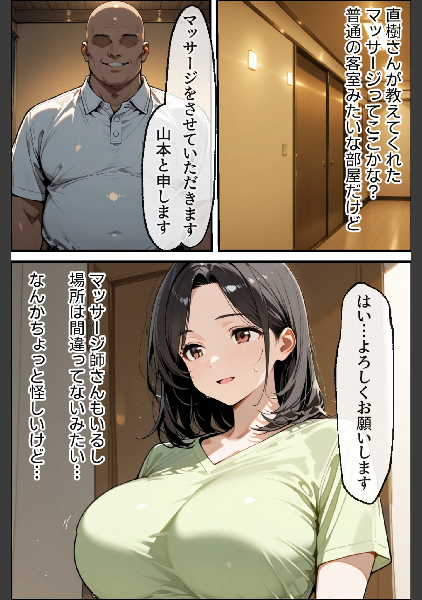 「温泉旅館で妻をマッサージ師に寝取らせた話 人妻が肉欲に溺れた夜【モザイク版】」（ナルミコ） 試し読み 6ページ目