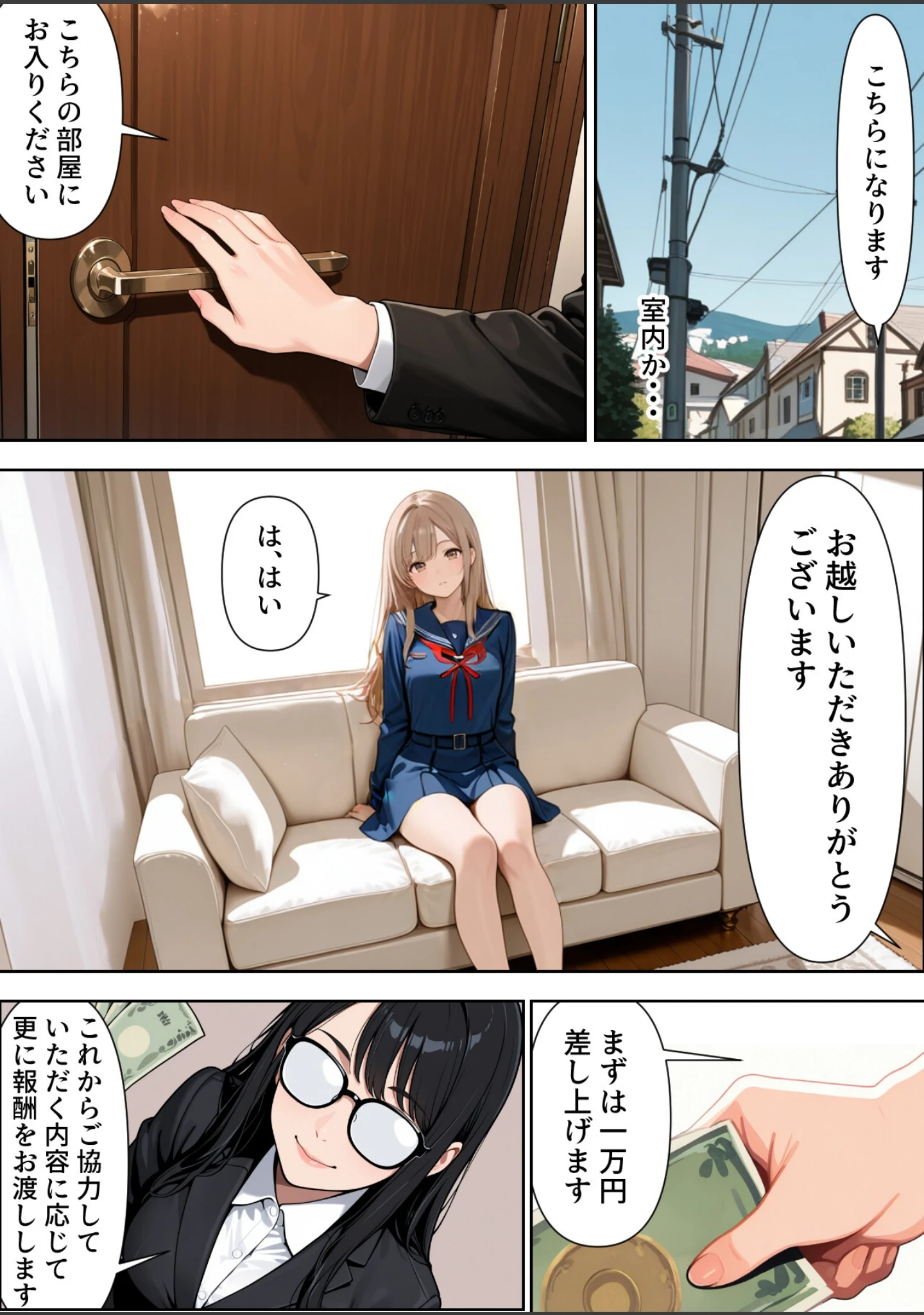 「底辺逆転-どん底ぼっち童貞の俺が億万長者に！？同級生の美女を「冴えない男の救済企画」と称した高額バイトで釣ってみた結果…【棒消し修正版】」（弱男紳士） 試し読み 10ページ目