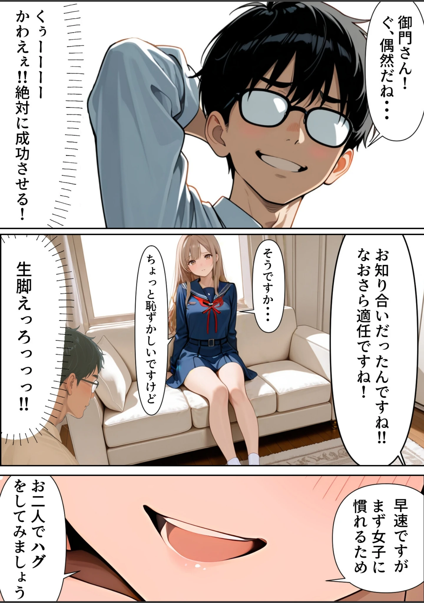 「底辺逆転-どん底ぼっち童貞の俺が億万長者に！？同級生の美女を「冴えない男の救済企画」と称した高額バイトで釣ってみた結果…【棒消し修正版】」（弱男紳士） 試し読み 12ページ目
