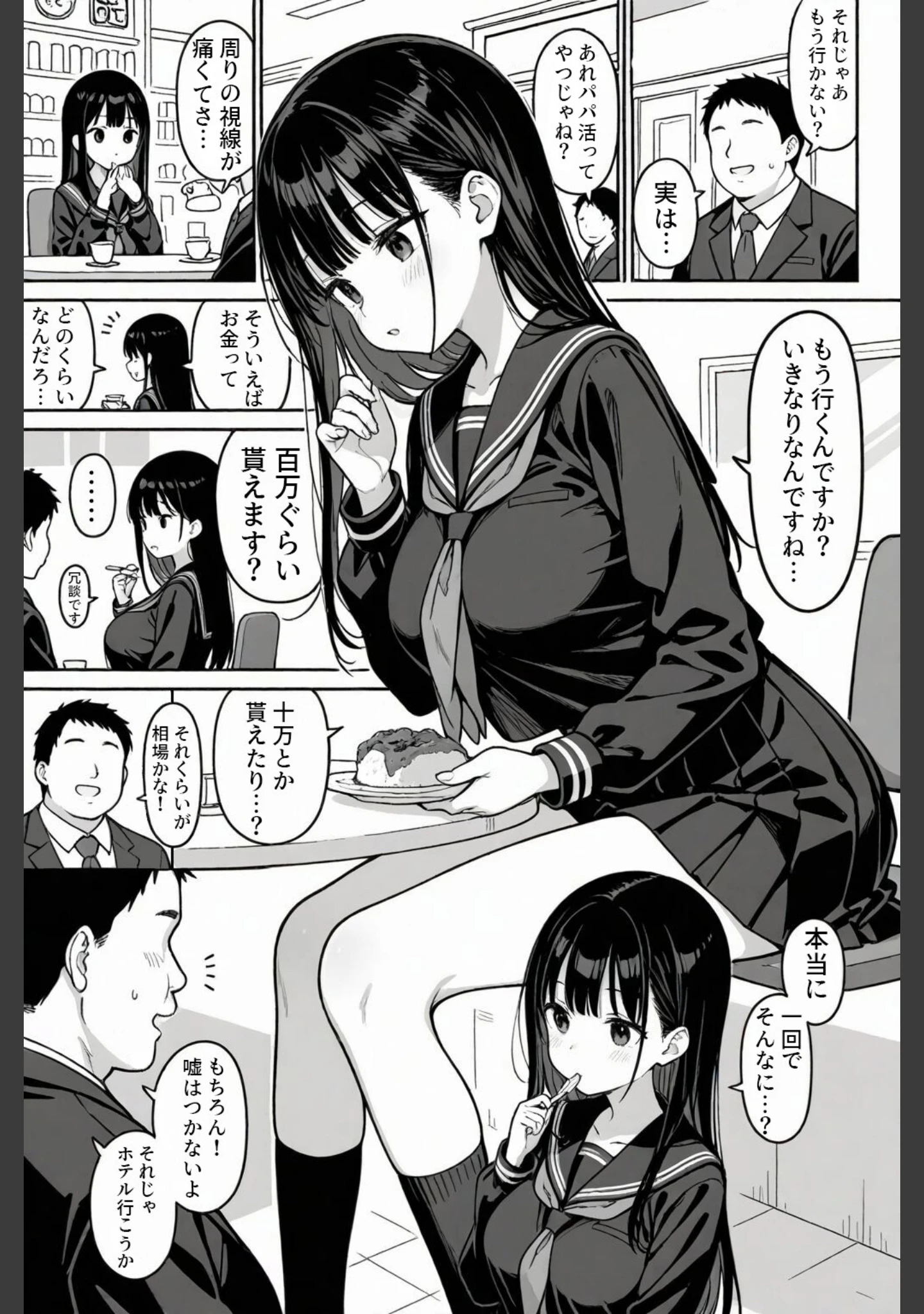 「清楚な女子〇生がパパ活にドハマりする話【モザイク版】」（ハメ撮り屋） 試し読み 11ページ目