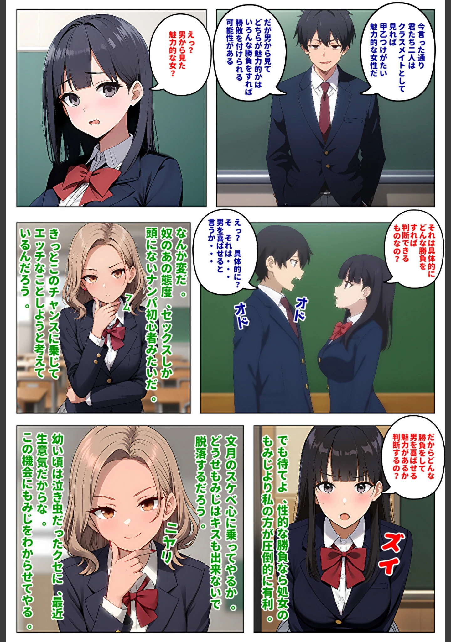 「委員長とギャルがセックス勝負を始めたんだが俺が審判をする事になった話【モザイク版】」（暇人クラブ） 試し読み 6ページ目
