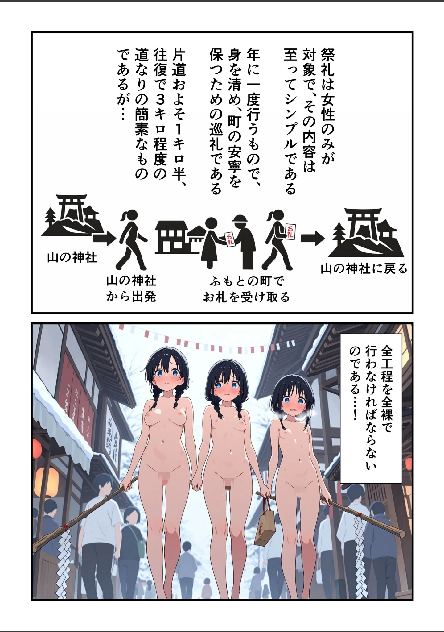 「辺境村の全裸巡礼【モザイク版】」（此処から） 試し読み 5ページ目