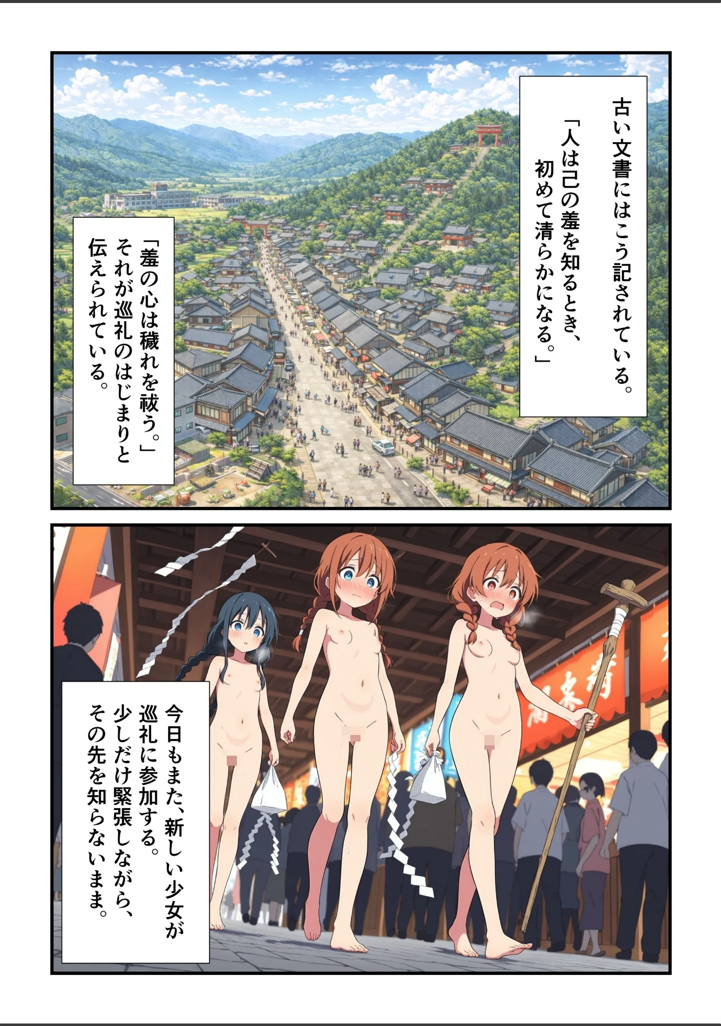 「辺境村の全裸巡礼【モザイク版】」（此処から） 試し読み 7ページ目