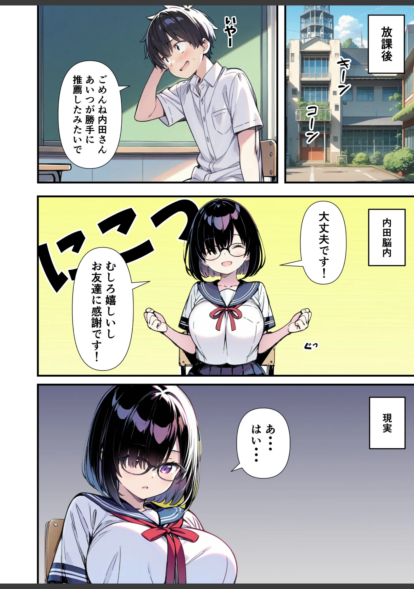 「爆乳地味メガネが好きな男に沼パイを使って告白しそのままエッチする話【モザイク版】」（あくめくん） 試し読み 8ページ目