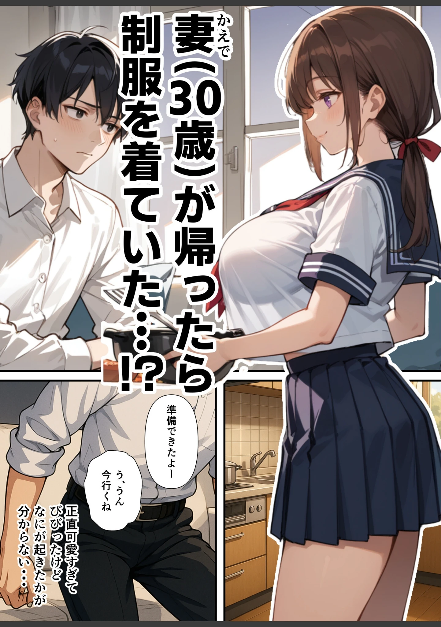 「セックスレスに悩む若妻（30）12年ぶりに制服を着てイチャラブセックスする話【モザイク版】」（あくめくん） 試し読み 13ページ目