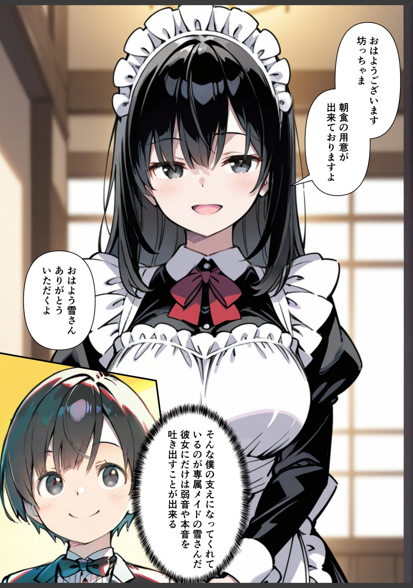「巨乳専属メイドにえっちな英才教育される話【モザイク版】」（あくめくん） 試し読み 2ページ目