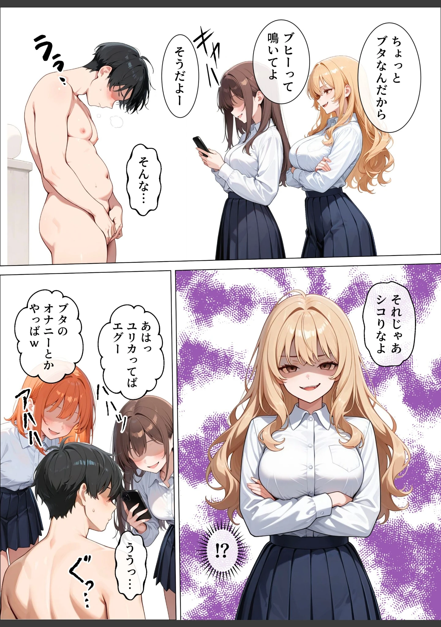 「いじめてくるヤンキー女子が、屋上では僕のチ○ポでイキ狂う【モザイク版】」（犬ポテト） 試し読み 5ページ目