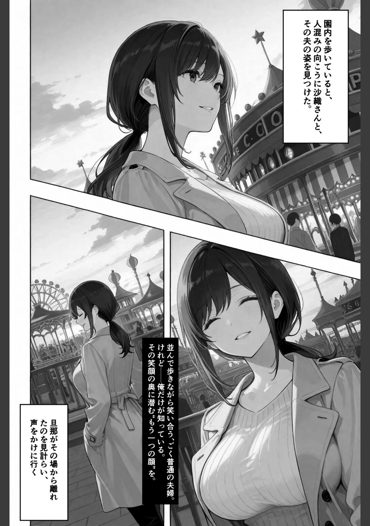 「隣の奥さんハ、もう催●済ミ 2〜遊宴地編〜【白抜き修正版】」（愛罠） 試し読み 6ページ目