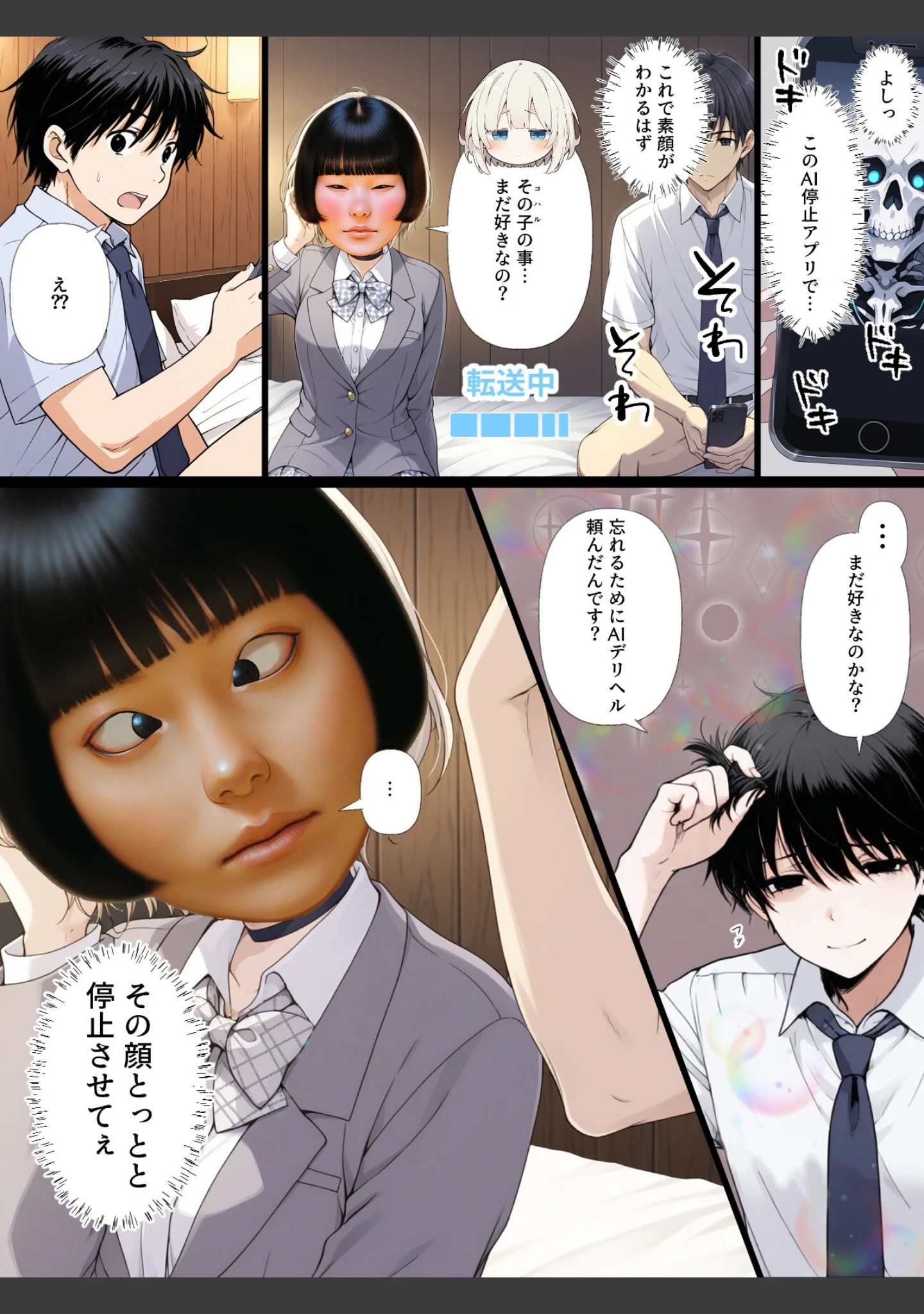 「AIデリヘルで顔面偽装した教え子が来た！→素顔バレ生中出し【モザイク版】」（てんでしゅがー） 試し読み 10ページ目