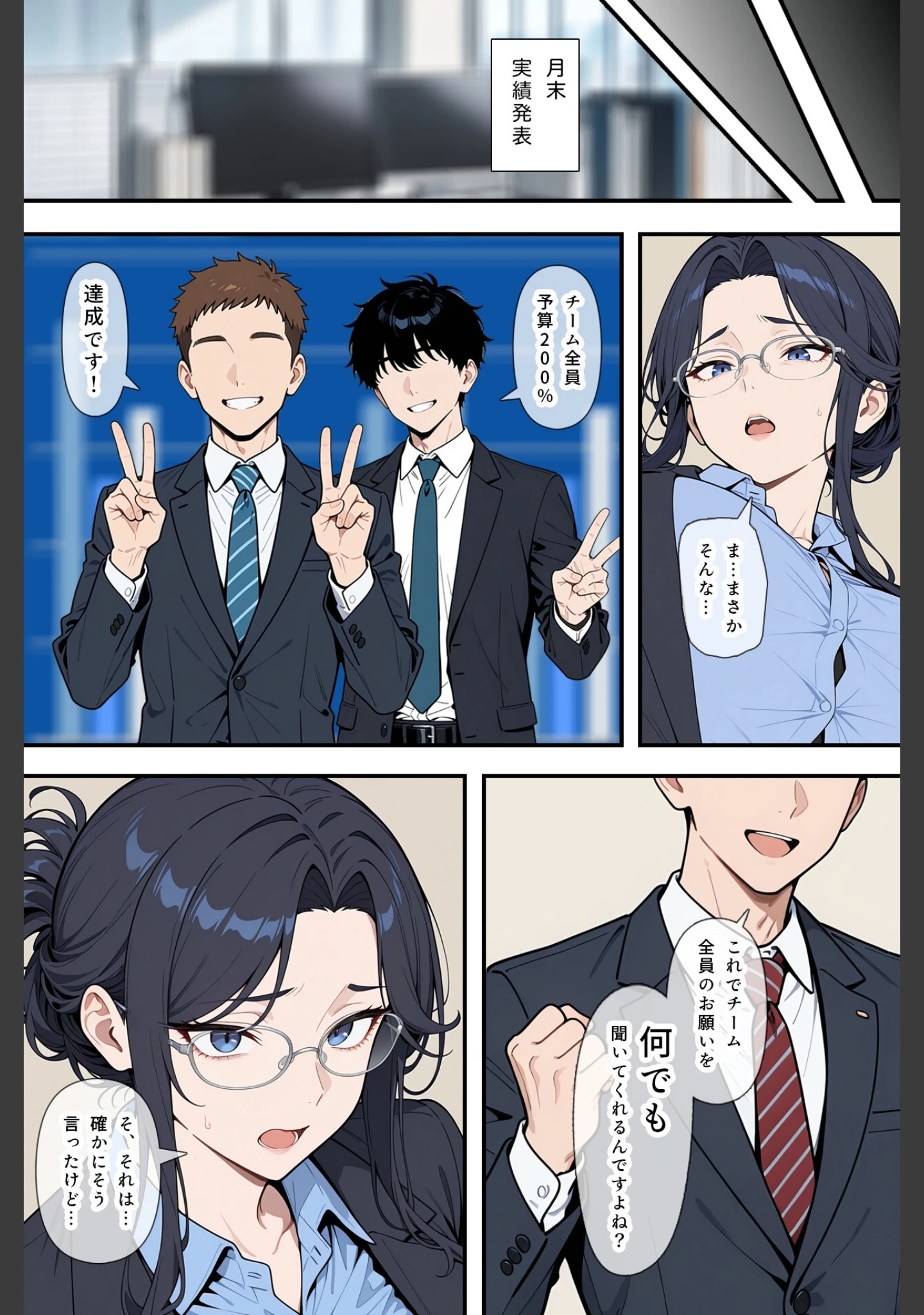 「婚期を逃した堅物女上司が部下たちの共有オナペットになった話【モザイク版】」（ベビーリーフ工房） 試し読み 4ページ目