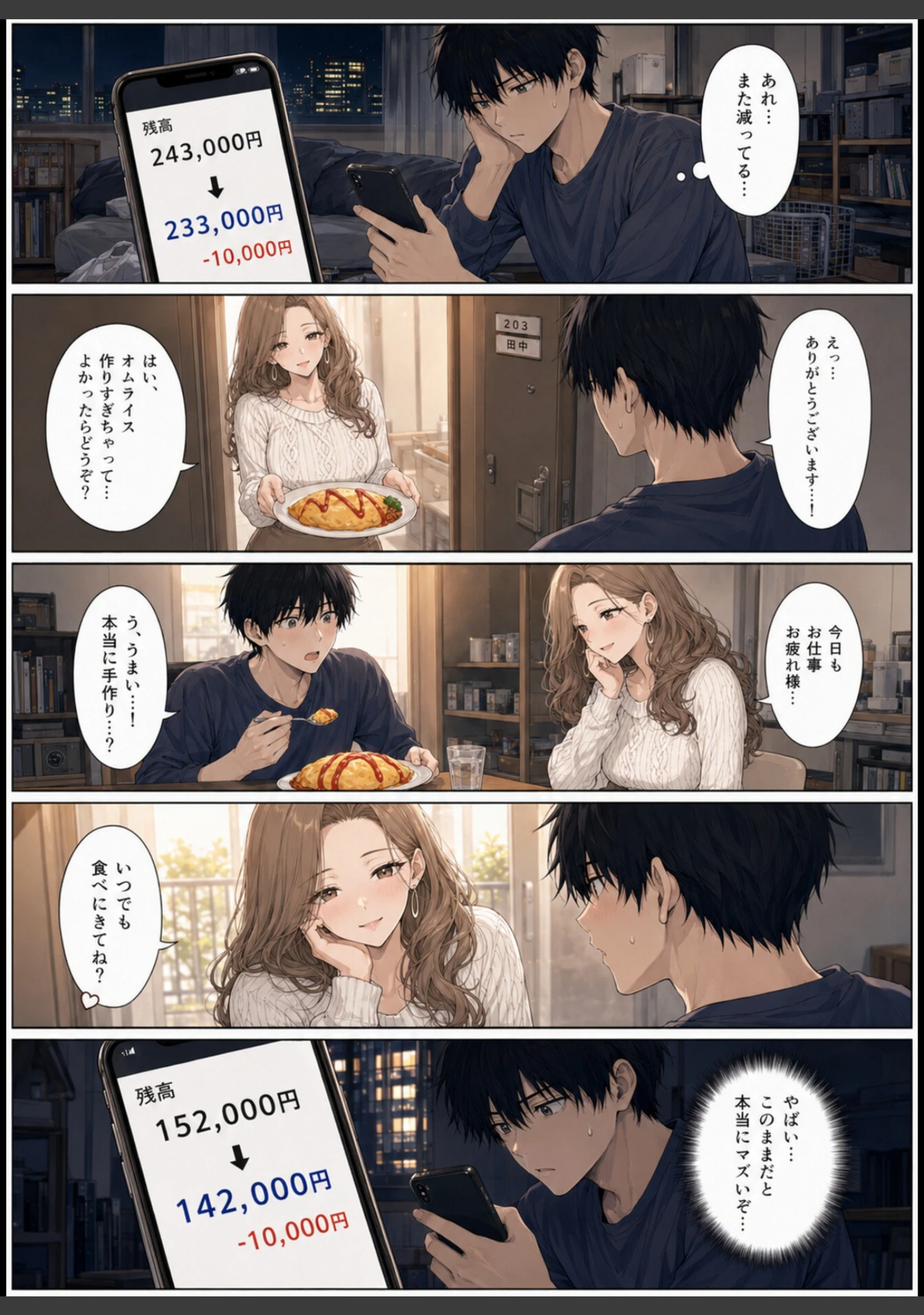 「押すたび、1万円消えるボタン…その度に隣の人妻が誘惑してくる。【モザイク版】」（かわいいラボ） 試し読み 10ページ目