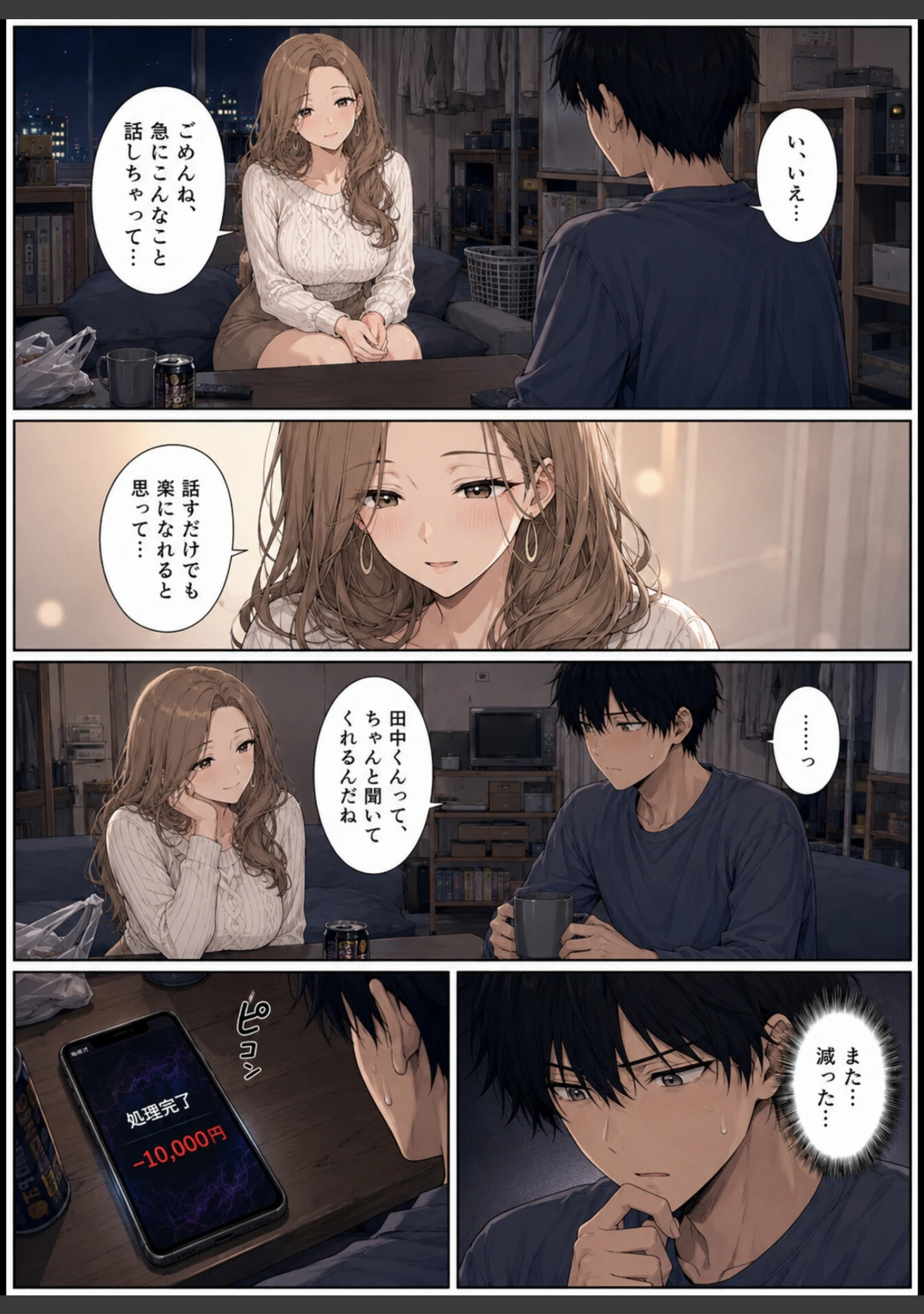 「押すたび、1万円消えるボタン…その度に隣の人妻が誘惑してくる。【モザイク版】」（かわいいラボ） 試し読み 12ページ目