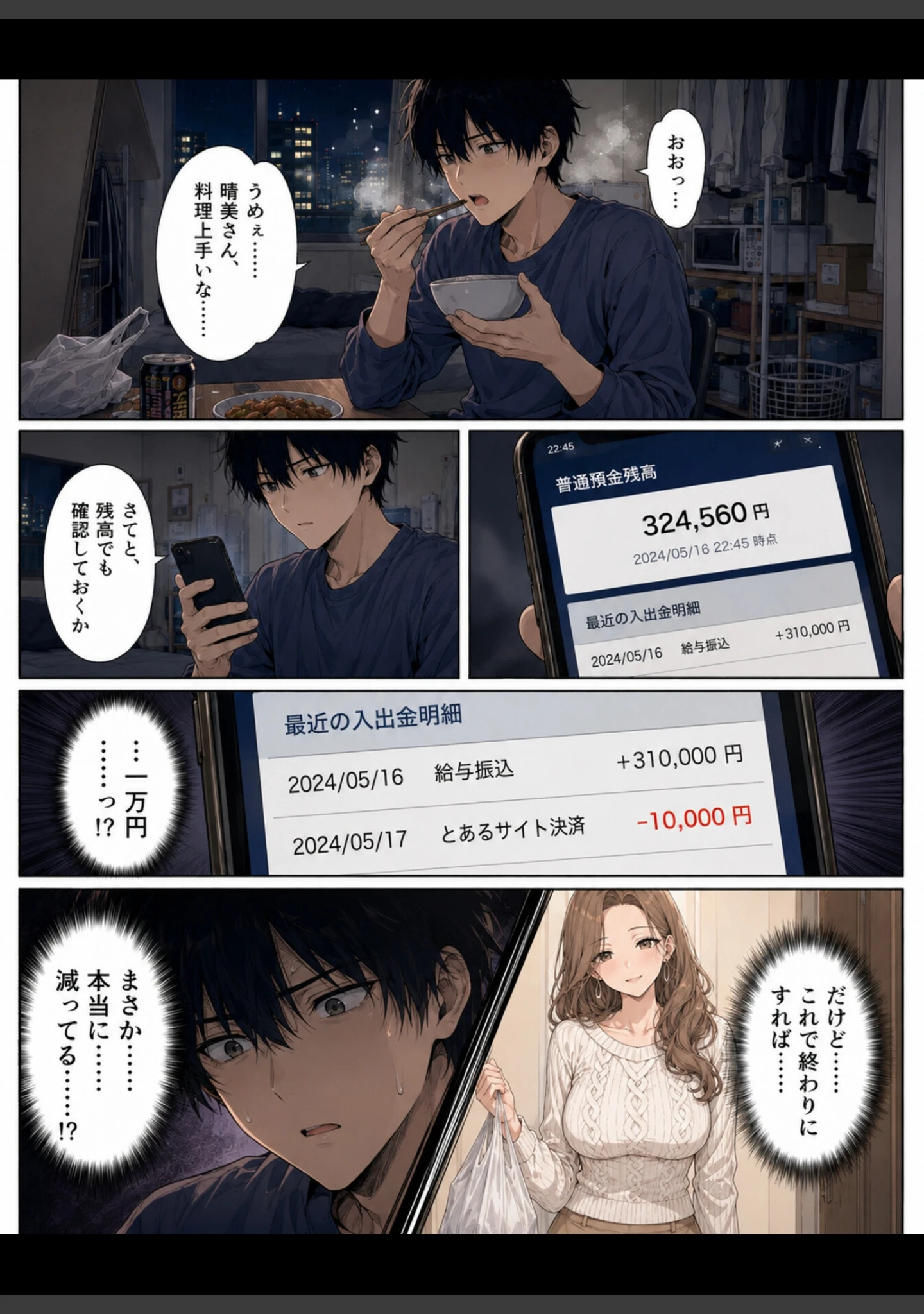 「押すたび、1万円消えるボタン…その度に隣の人妻が誘惑してくる。【モザイク版】」（かわいいラボ） 試し読み 5ページ目