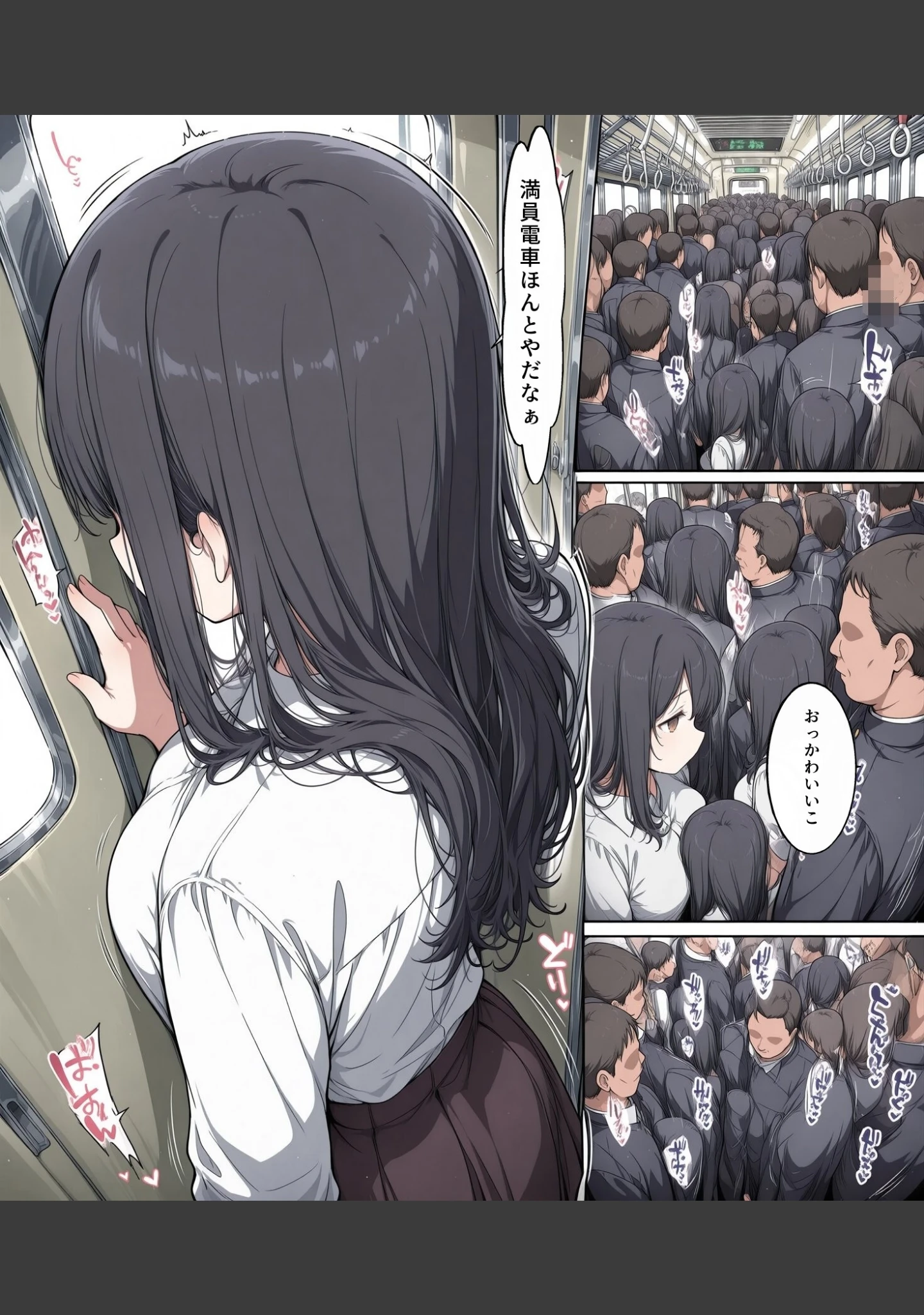 「真面目な女子校生が朝の満員電車で執拗に痴●された話【モザイク版】」（かわいいラボ） 試し読み 4ページ目