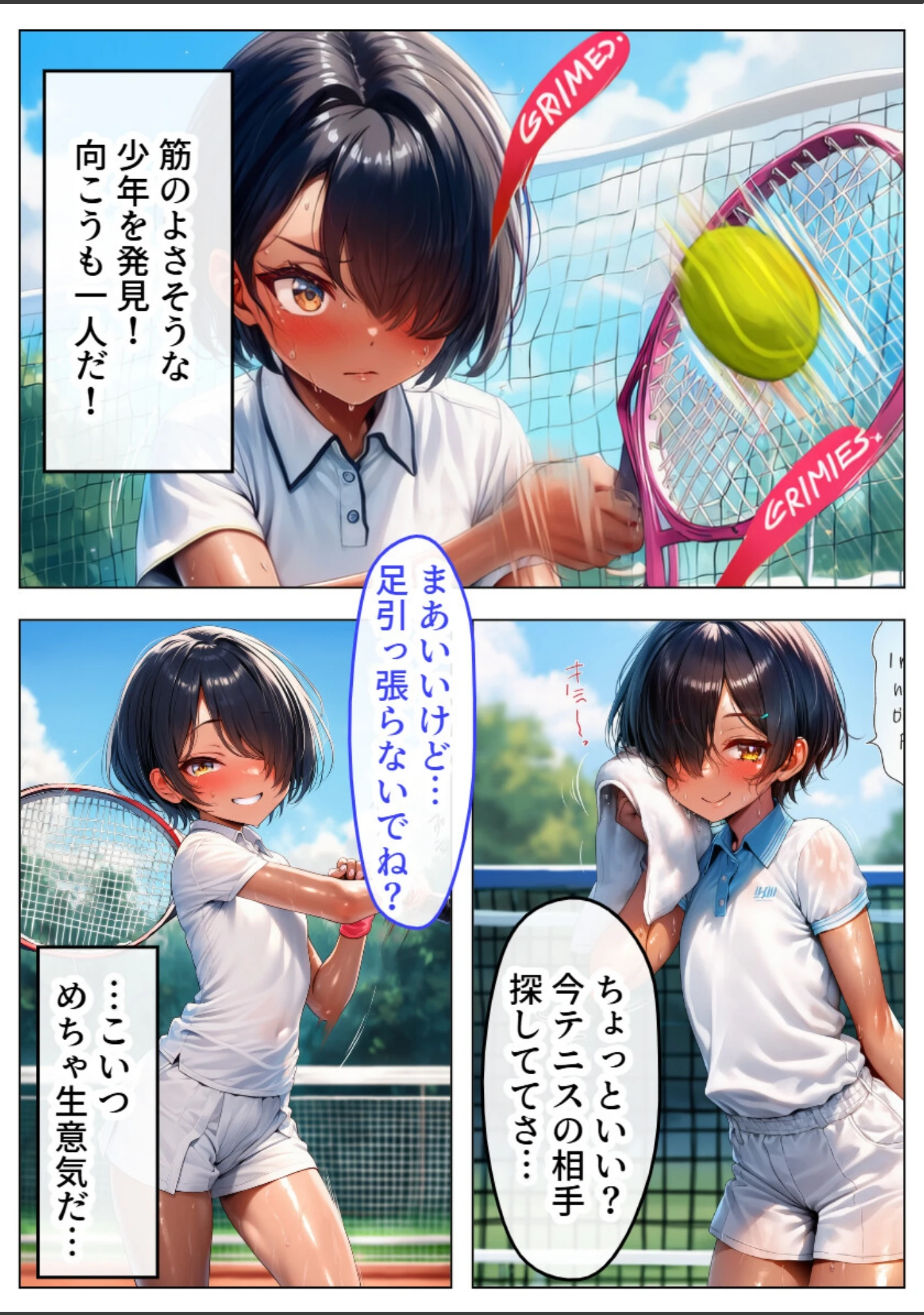 「生意気なテニス部美男子が実は巨乳のボーイッシュ少女だったので中出しSEXしたら相性良すぎた【モザイク版】」（黒糖サムライ） 試し読み 7ページ目